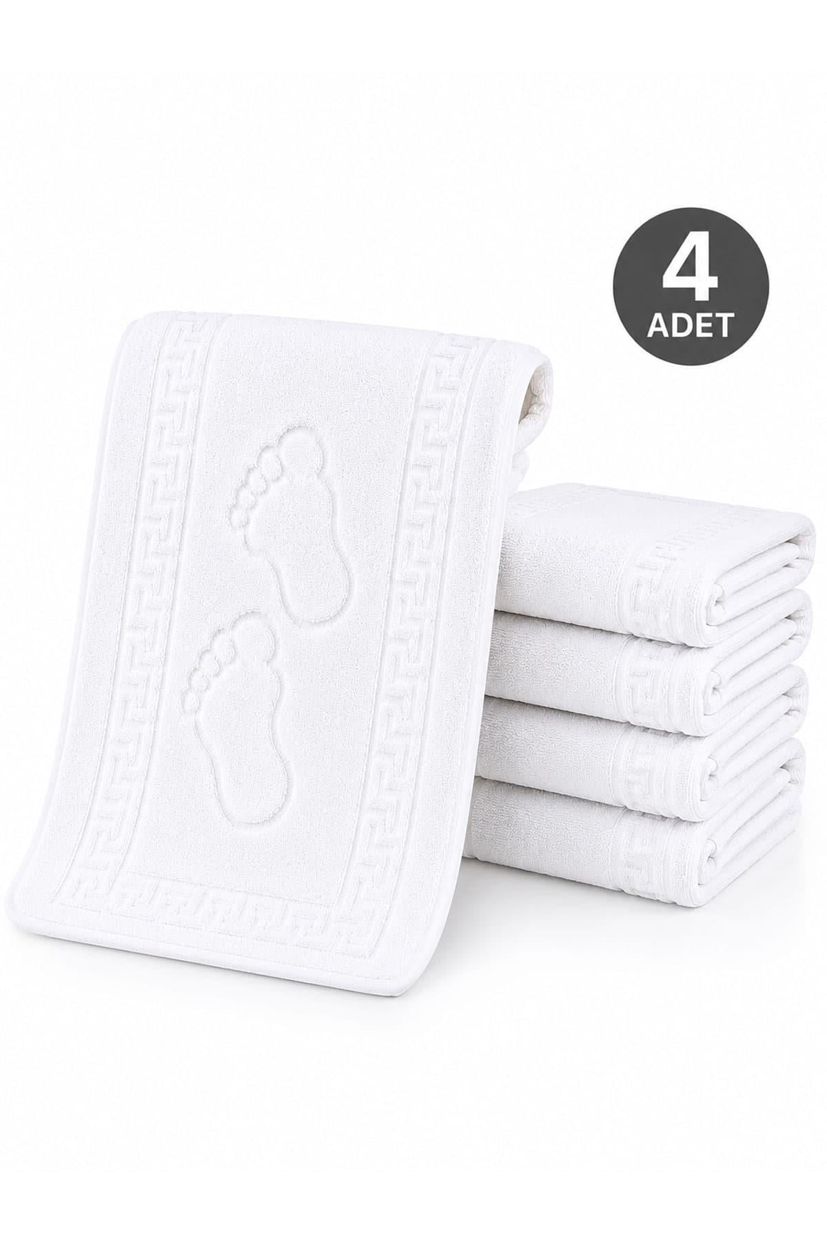 4 lü Ayak İzli Banyo Pamuklu Ayak Havlusu