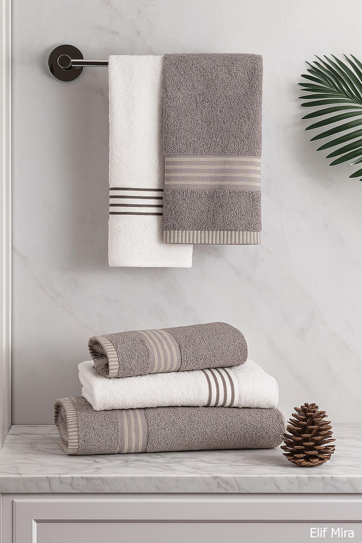 4lü Banyo Havlusu Seti %100 Pamuklu 70x140 cm Pleasure