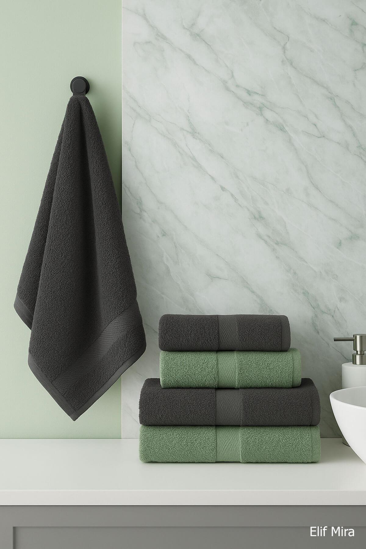 4lü Banyo Havlusu Seti %100 Pamuklu 70x140 cm Pleasure