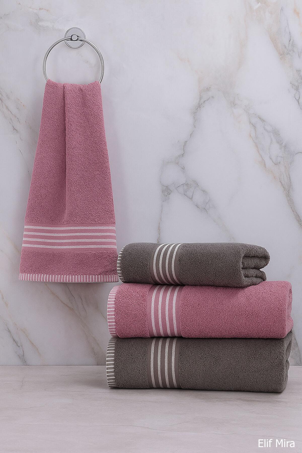 4lü Banyo Havlusu Seti %100 Pamuklu 70x140 cm Pleasure