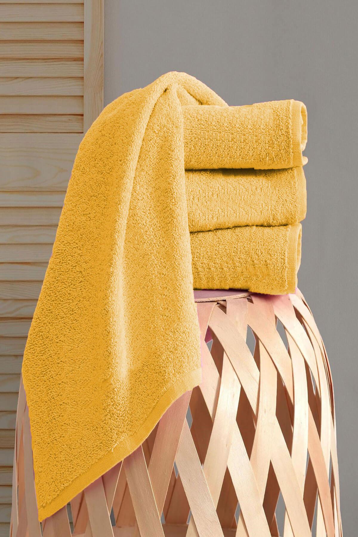 4 lü El Yüz Havlu Takımı Pamuklu Desensiz Düz Renk Havlu Seti 50x90 Cm