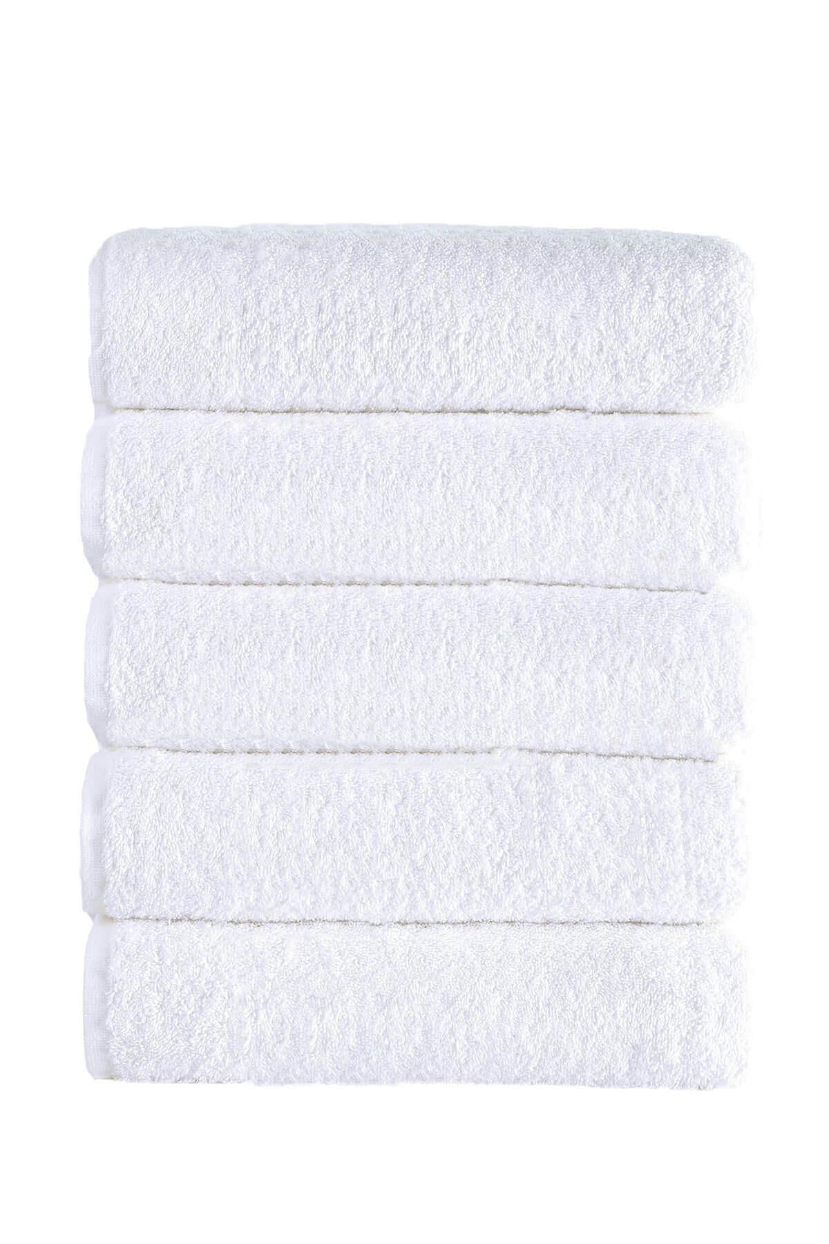 5 li El Yüz Otel Havlusu 50x85 Cm Beyaz 16/1 Avs 200 Gr