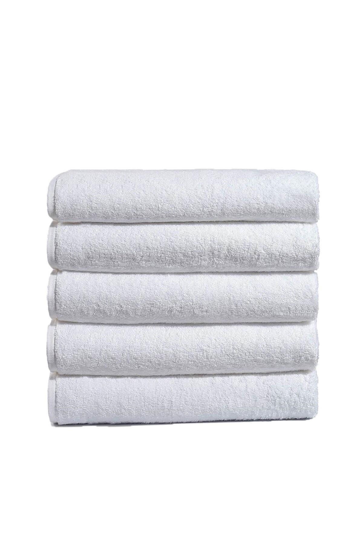 5 li El Yüz Otel Havlusu 50x90 Cm Beyaz 20/2 Ring 250 Gr