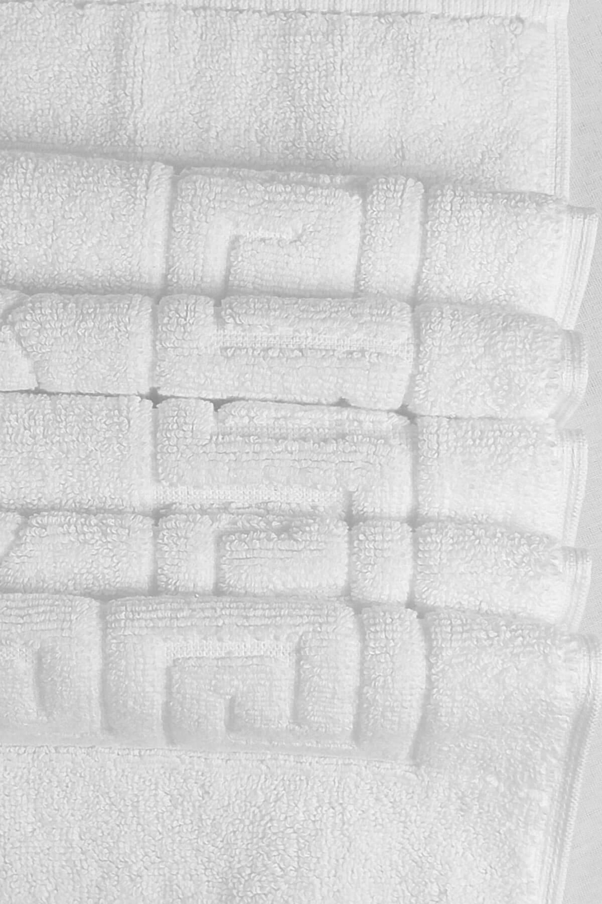 5 li Otel Ayak Havlusu Bukle Ayak İzli 50x70 Cm Beyaz 20/2 Ring 250 Gr