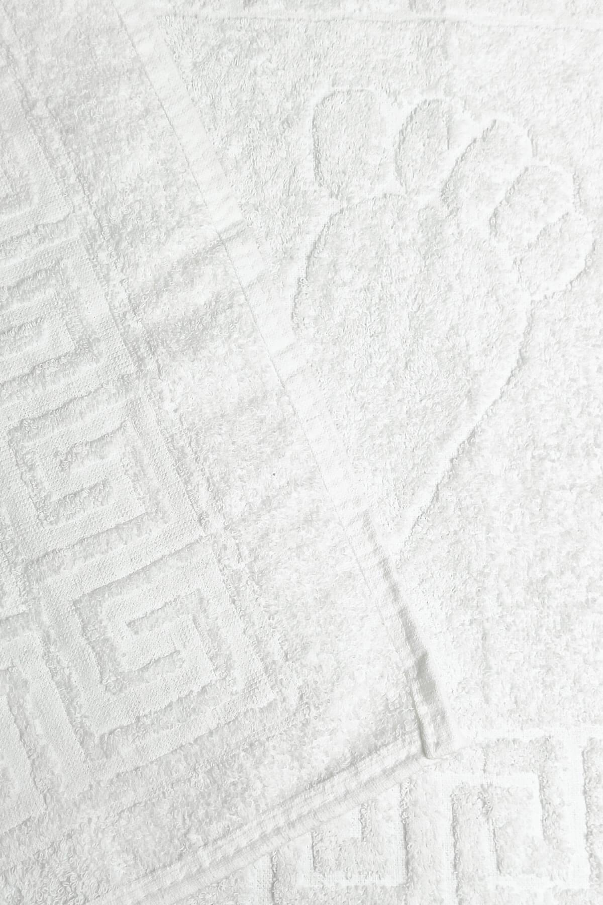 5 li Otel Ayak Havlusu Bukle Ayak İzli 50x70 Cm Beyaz 12/1 Avs 200 Gr