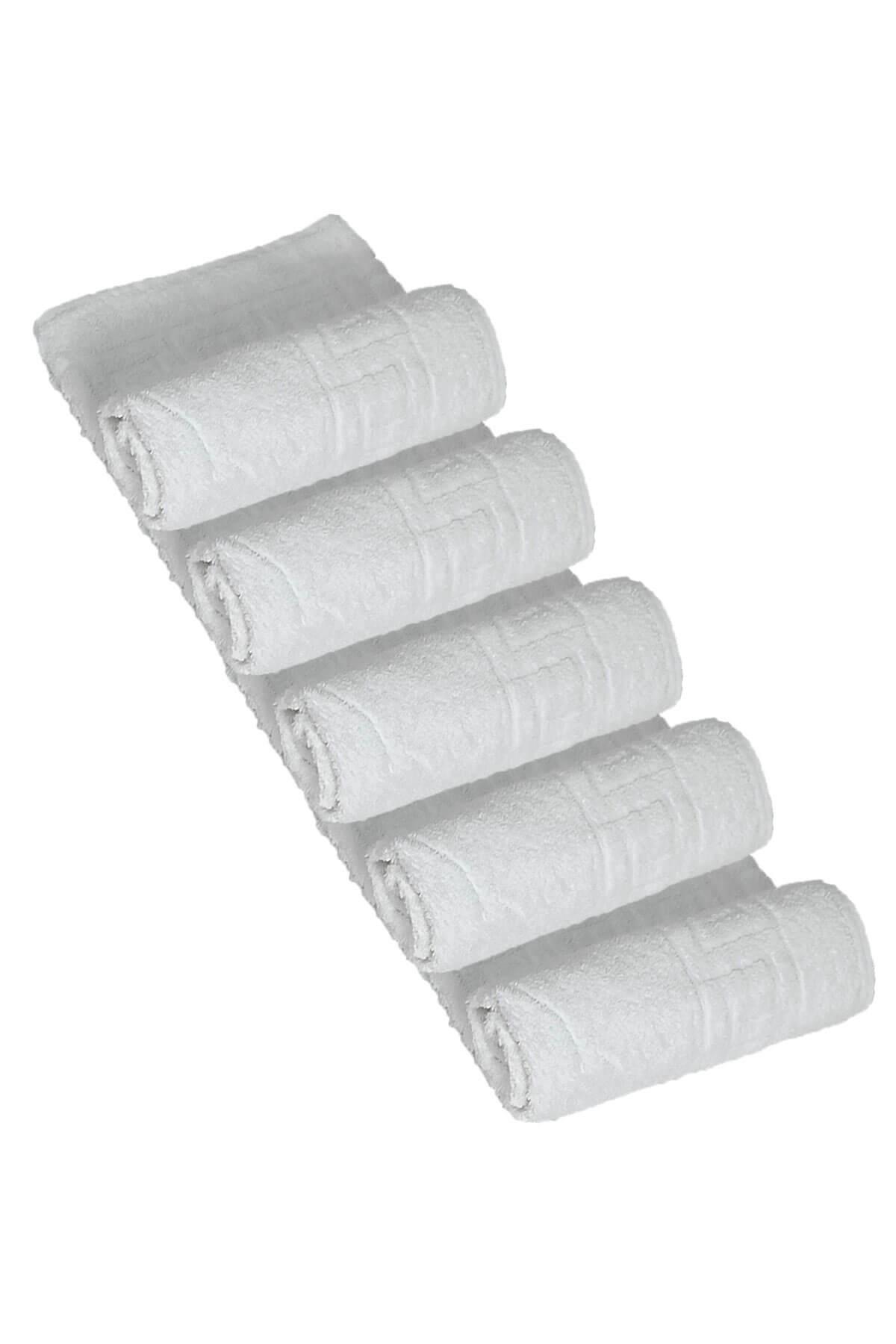 5 li Otel Ayak Havlusu Bukle Ayak İzli 50x70 Cm Beyaz 12/1 Avs 200 Gr