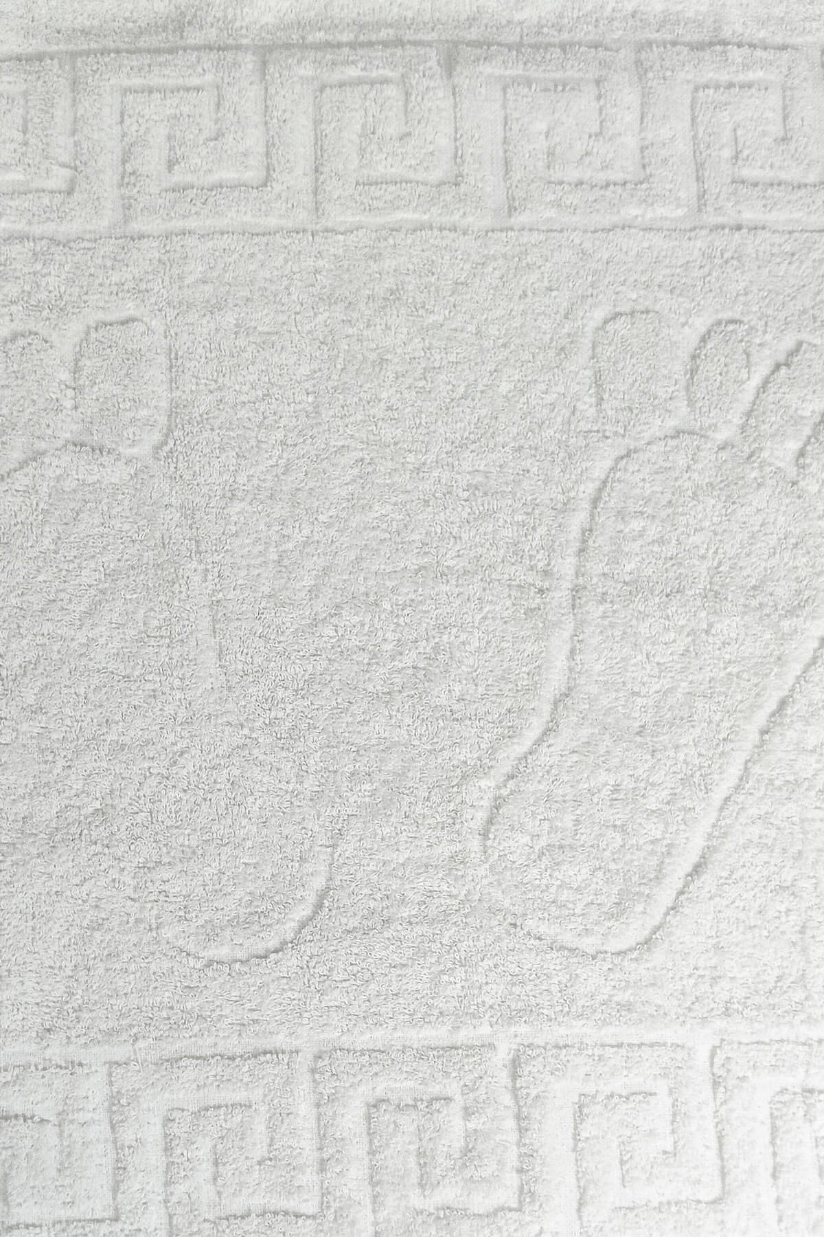 5 li Otel Ayak Havlusu Bukle Ayak İzli 50x70 Cm Beyaz 12/1 Avs 200 Gr