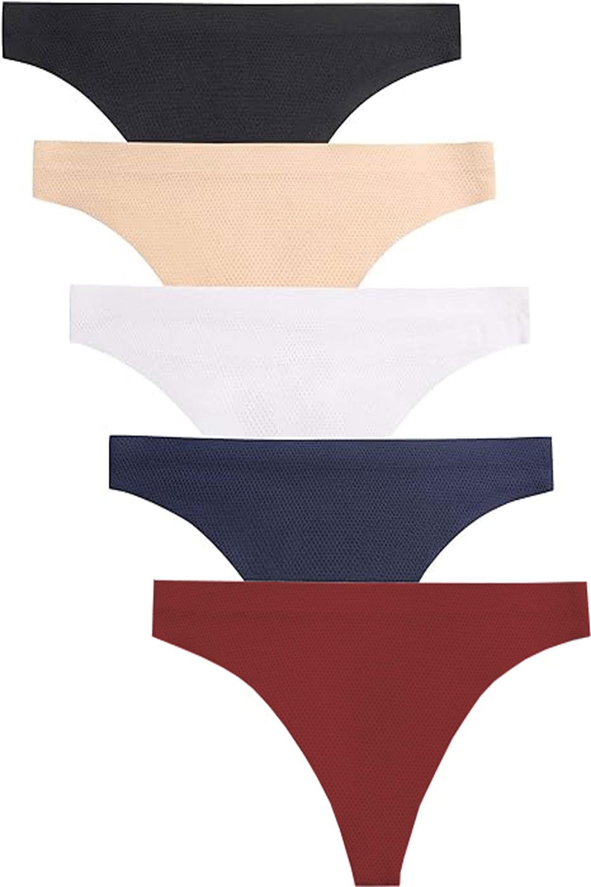 5li Kadın İz Yapmaz Micro Tanga Lazer Kesim String