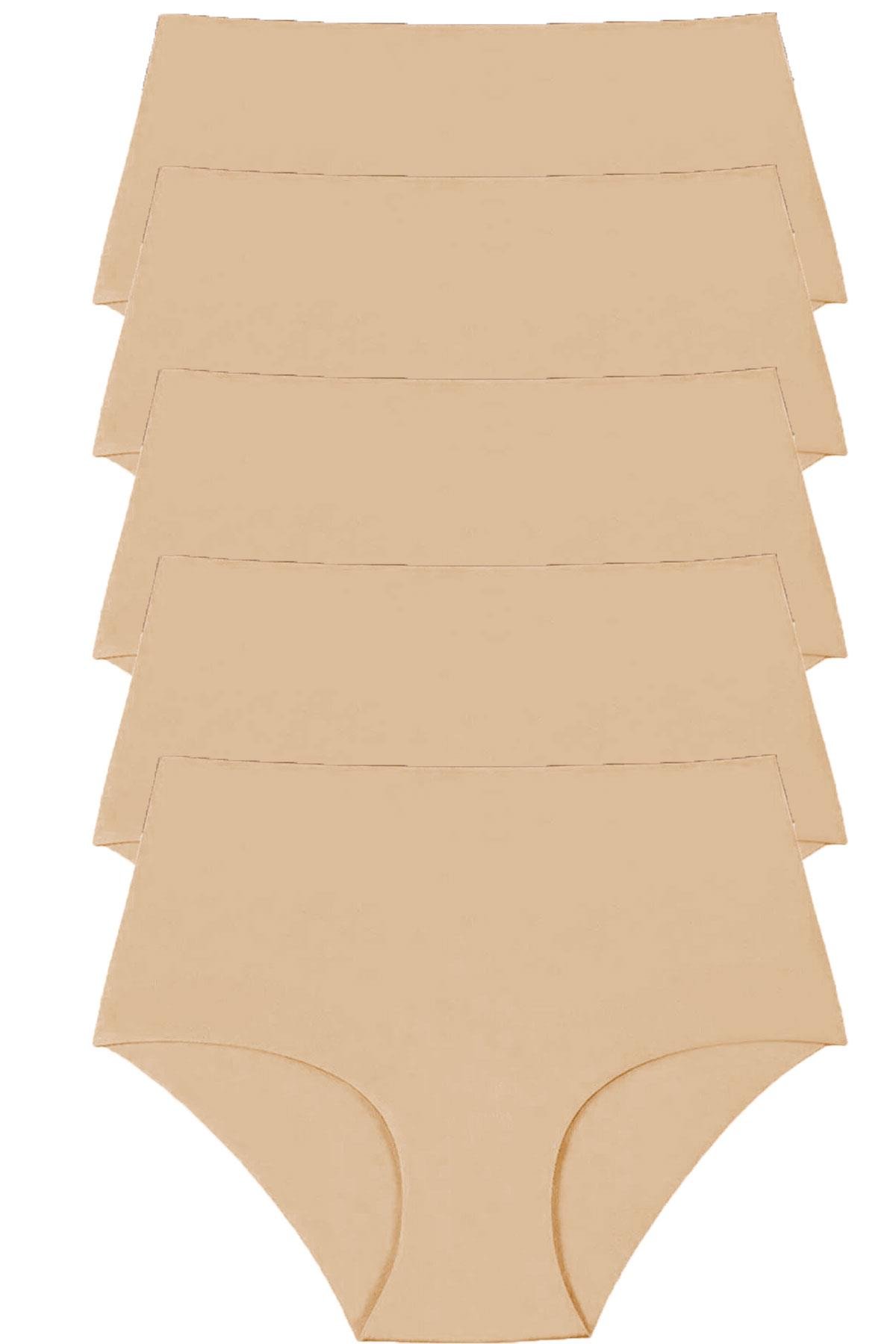 5li Kadın İz Yapmaz Yüksek Bel Lazer Kesim Külot 