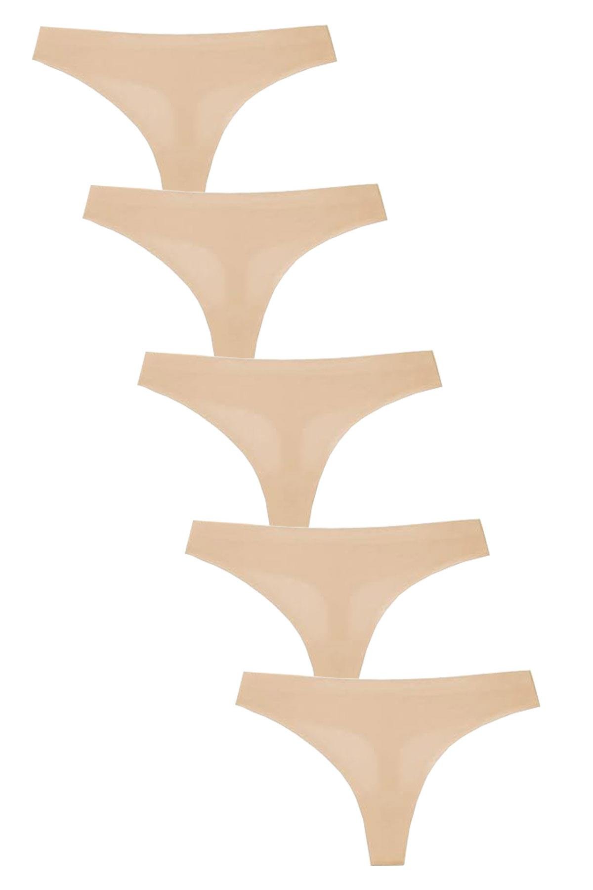 5li Kadın Tanga İz Yapmaz Lazer Kesim String Ağ Dikişsiz
