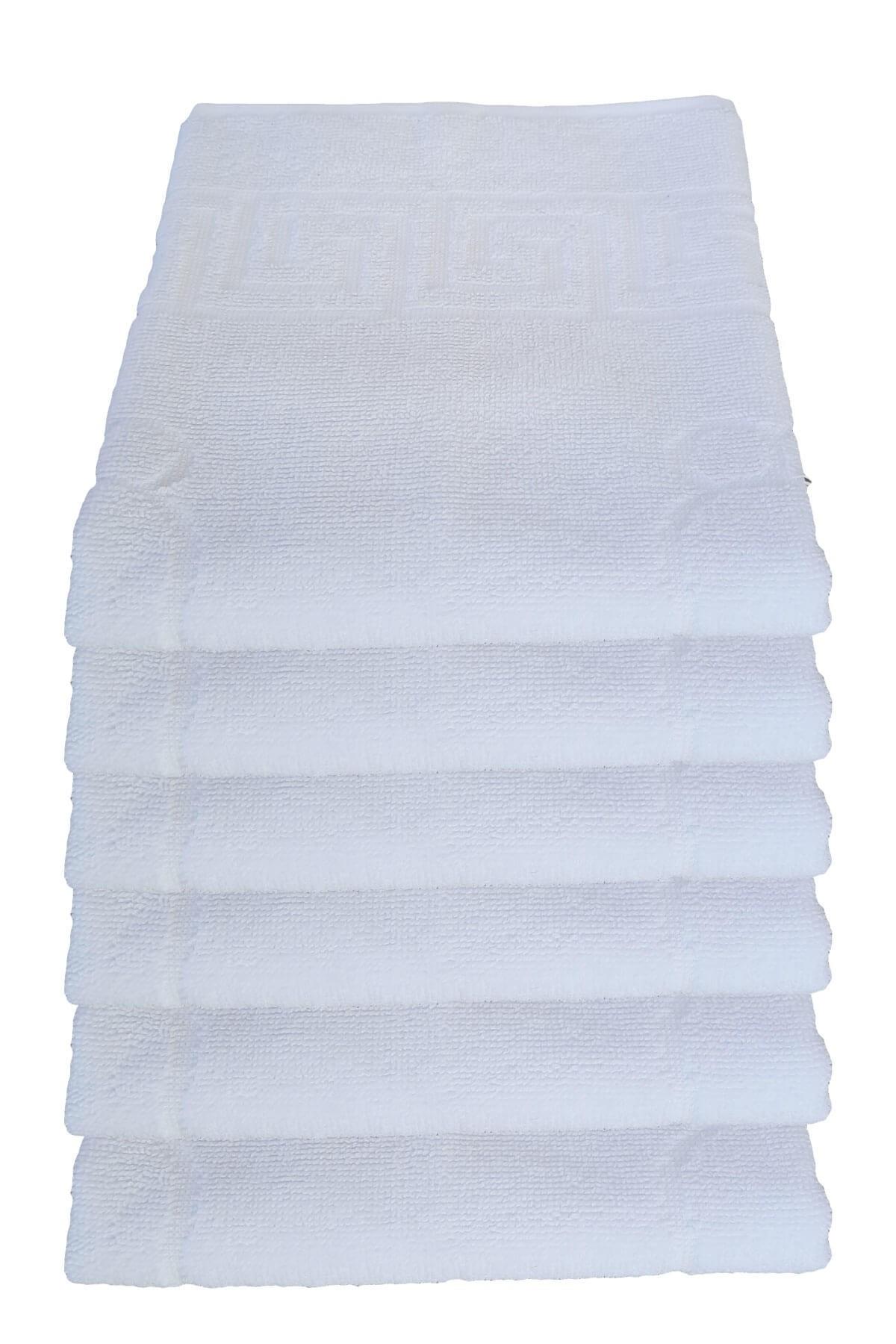 6 lı Ayak İzli Banyo Pamuklu Ayak Havlusu 50x70 Cm