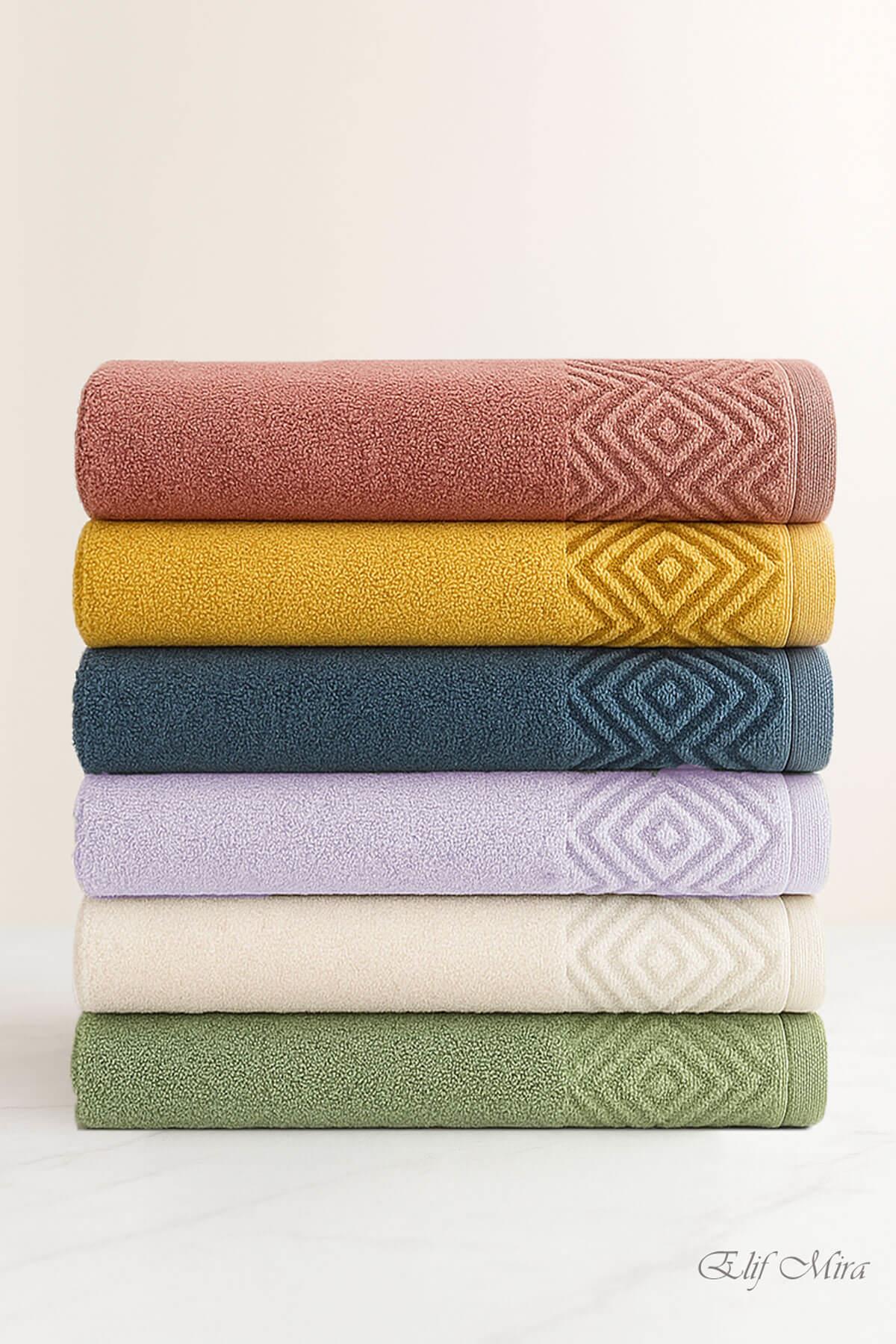 6 lı El Yüz Havlusu Seti %100 Pamuklu 50x90 Cm Pure Cotton