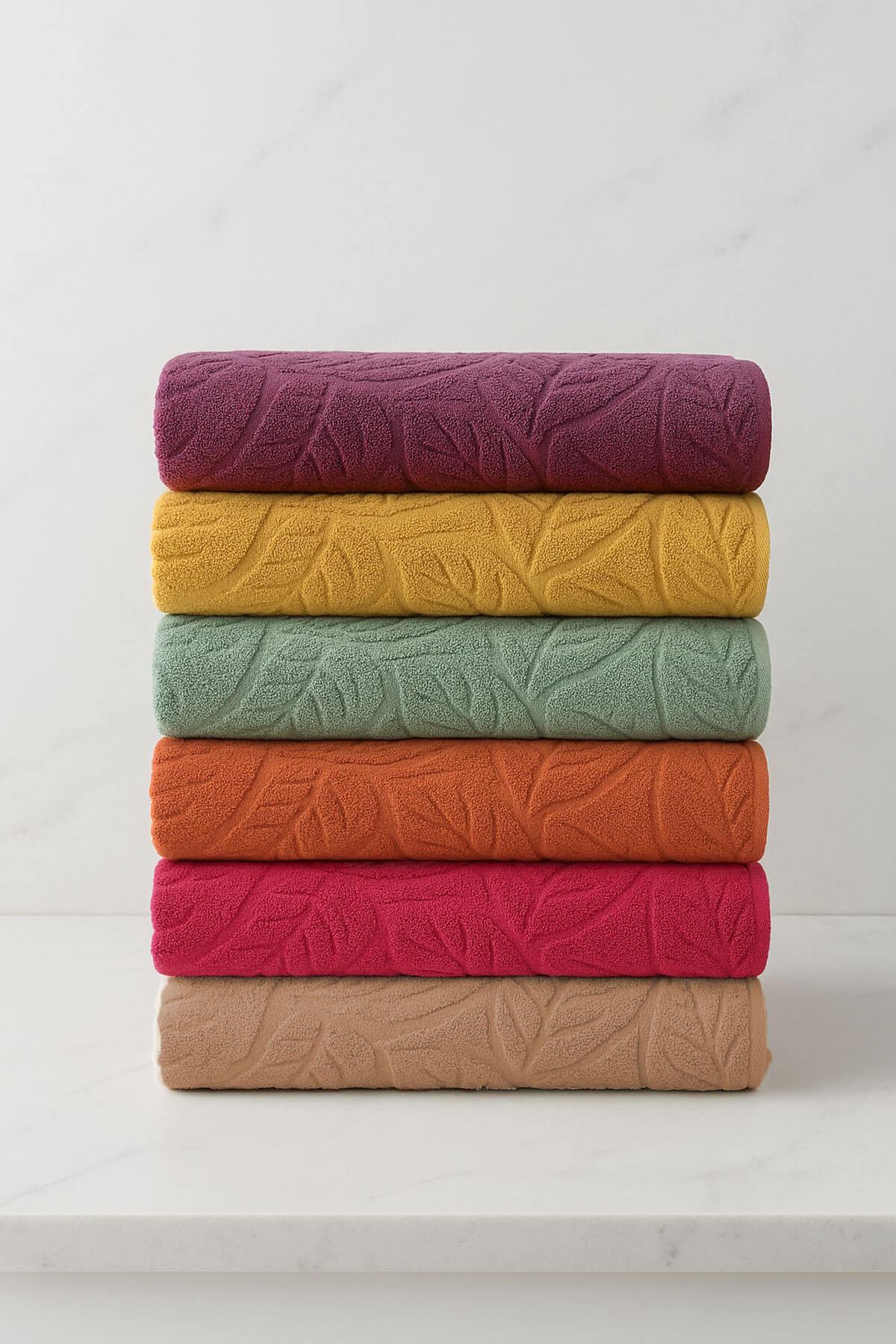 6 lı El Yüz Renkli Havlu Seti %100 Pamuklu 50x90 Cm Velora Koleksiyon