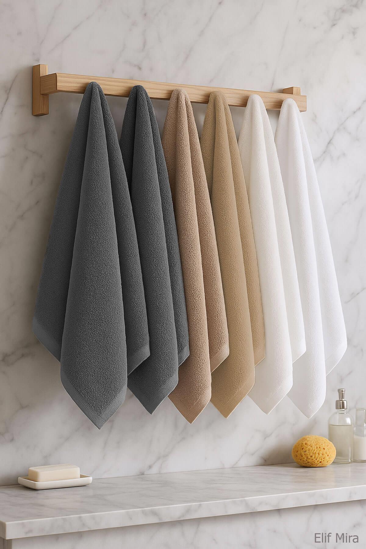 6 lı Softtouch El Yüz Banyo Havlusu Seti %100 Pamuklu 50x90 Cm