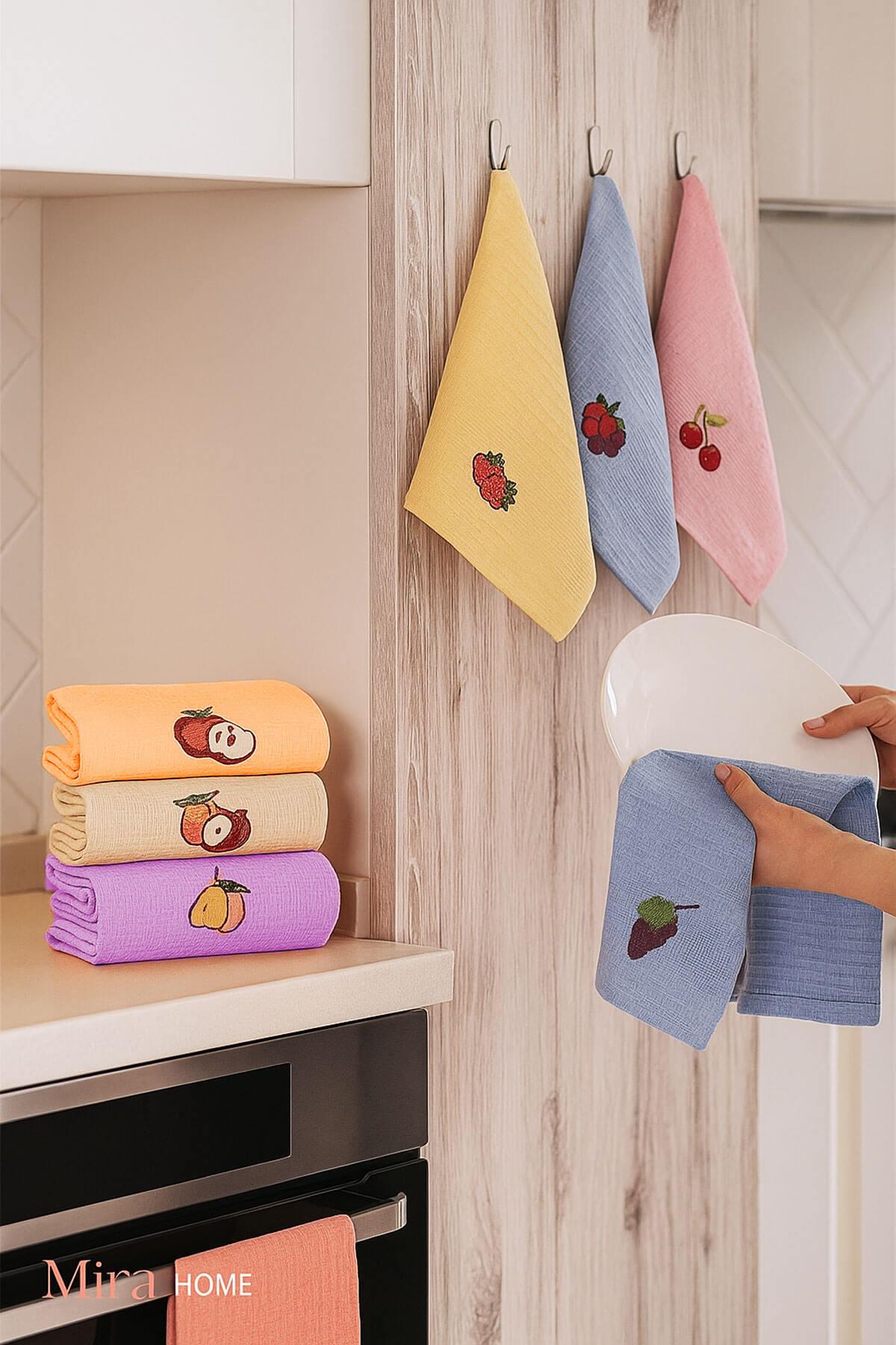 6 Parça Mutfak Kurulama Bezi 30 X 50 Cm Fruit