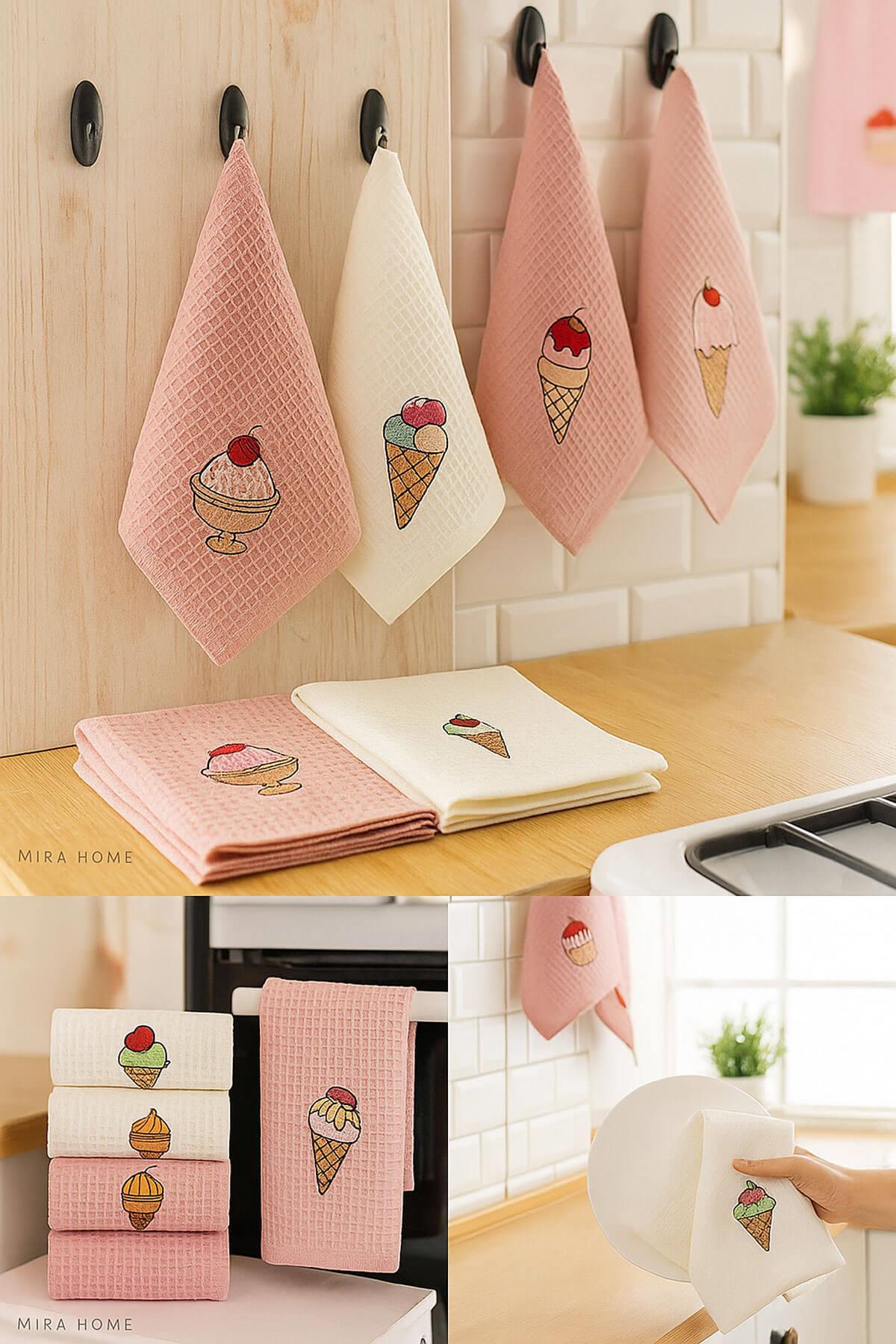 6 Parça Mutfak Kurulama Bezi 30 X 50 Cm İce Cream