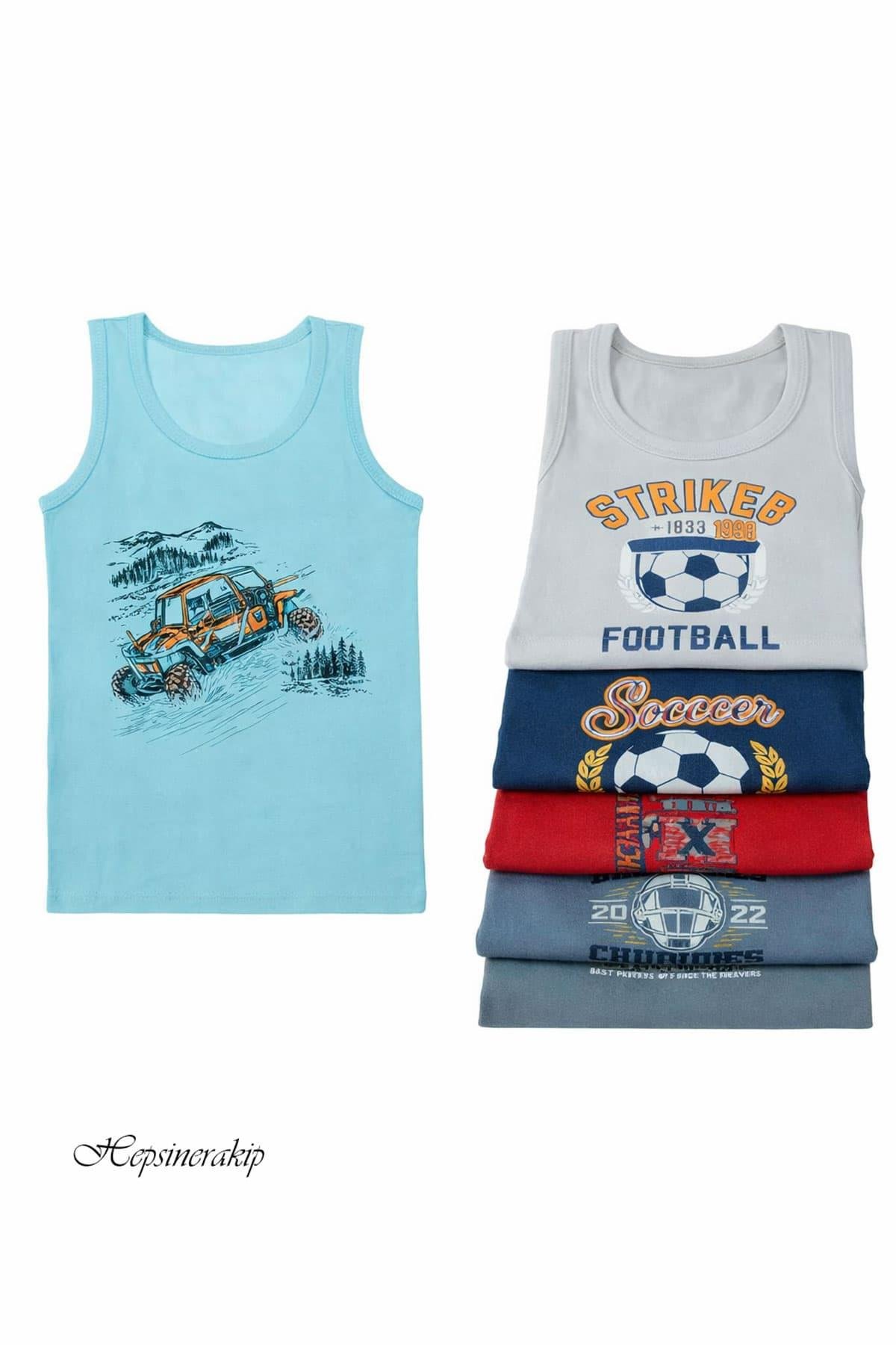 6lı Erkek Çocuk Pamuklu Atlet Likralı Esnek Renkli 3109