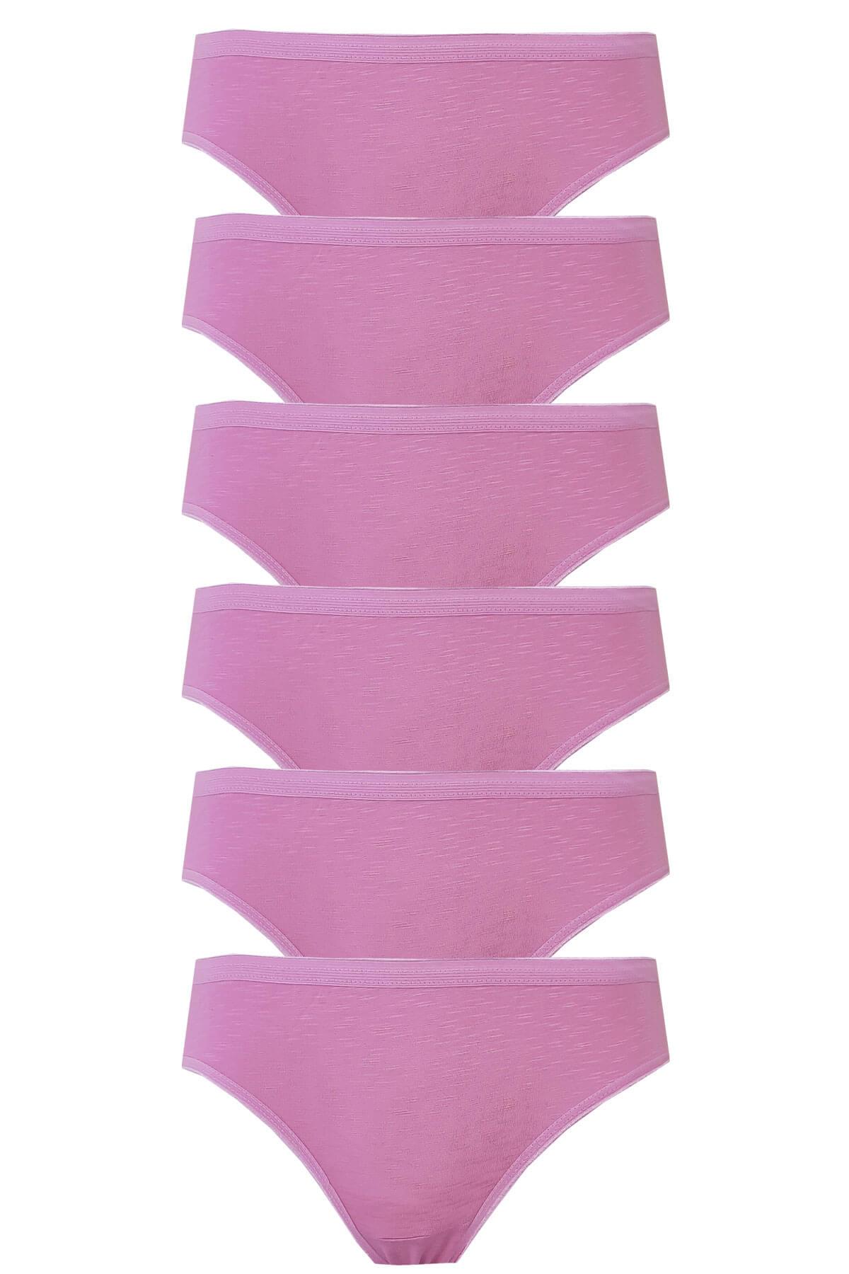 6lı Kadın Bikini Külot Pamuklu Renkli İç Çamaşırı Nefes Alan Doku
