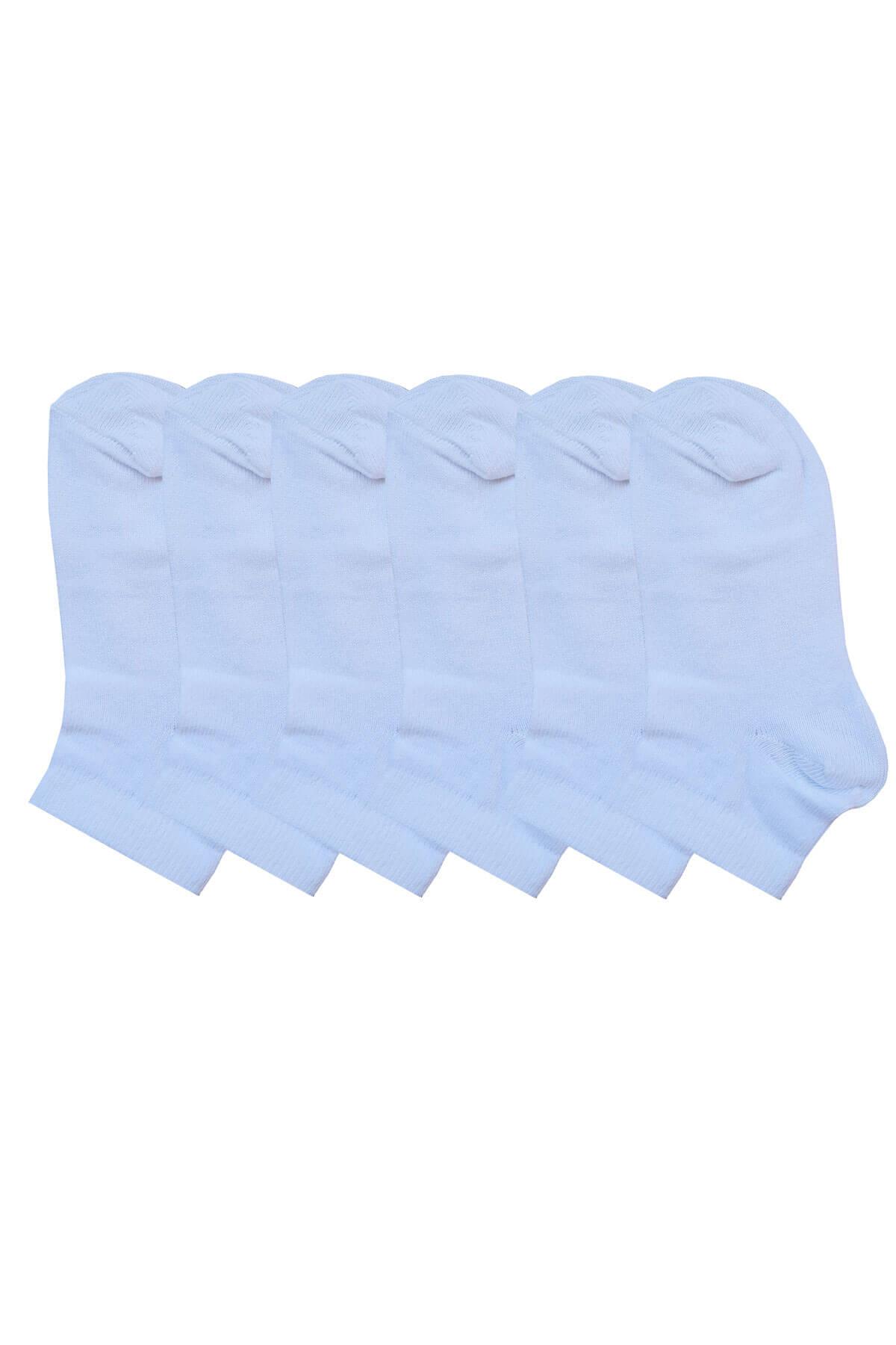 6lı Kız Erkek Çocuk Çorap Pamuklu Beyaz Kısa Patik