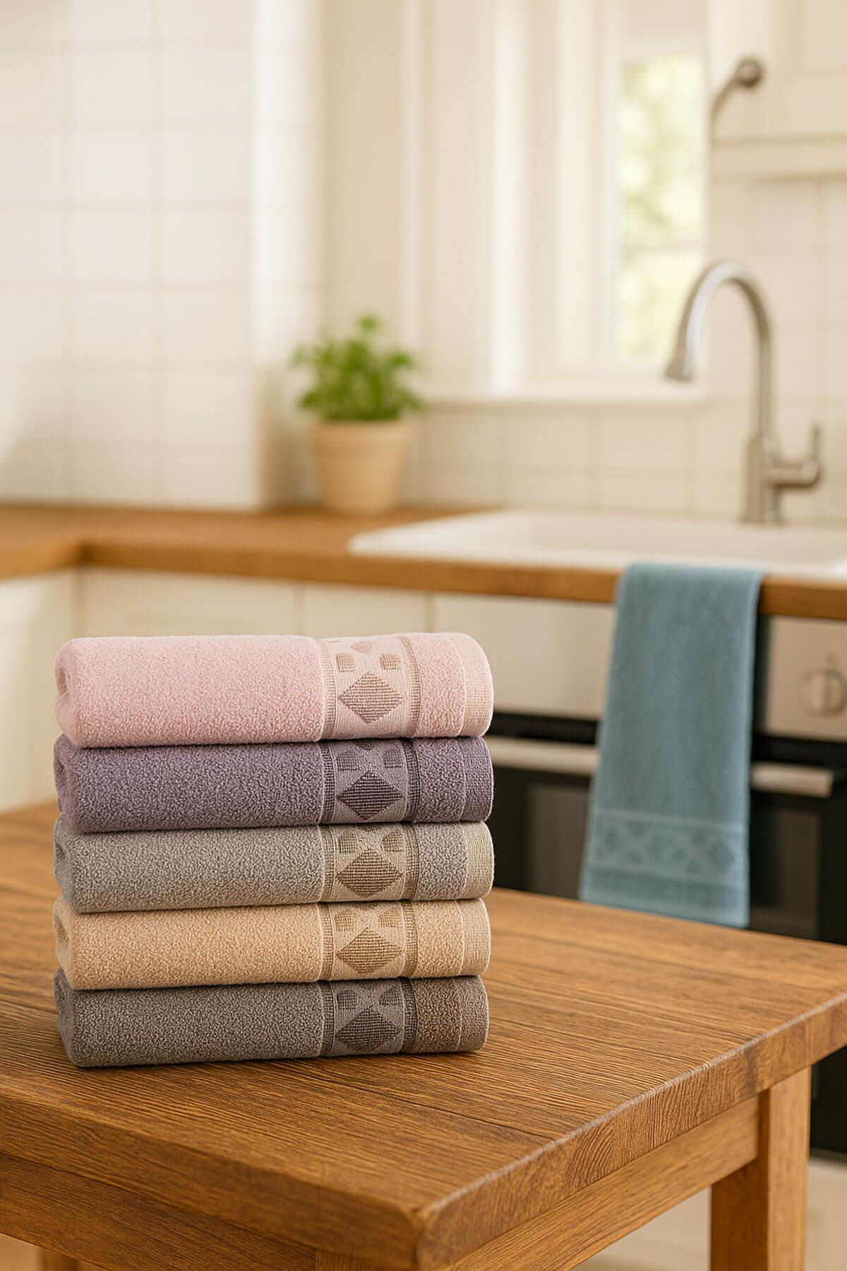 6lı Mutfak Havlusu Seti 30x50 cm %100 Pamuk Doku Yumuşak Clara