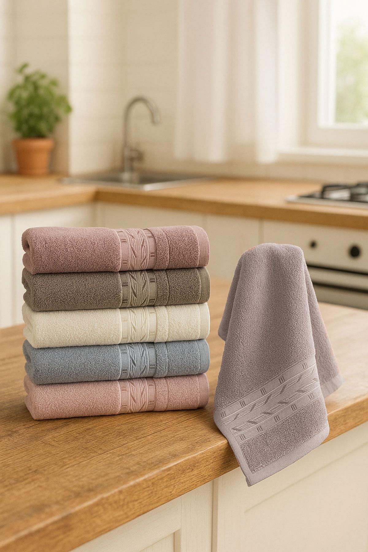 6lı Mutfak Havlusu Seti 30x50 cm %100 Pamuklu Reyhan