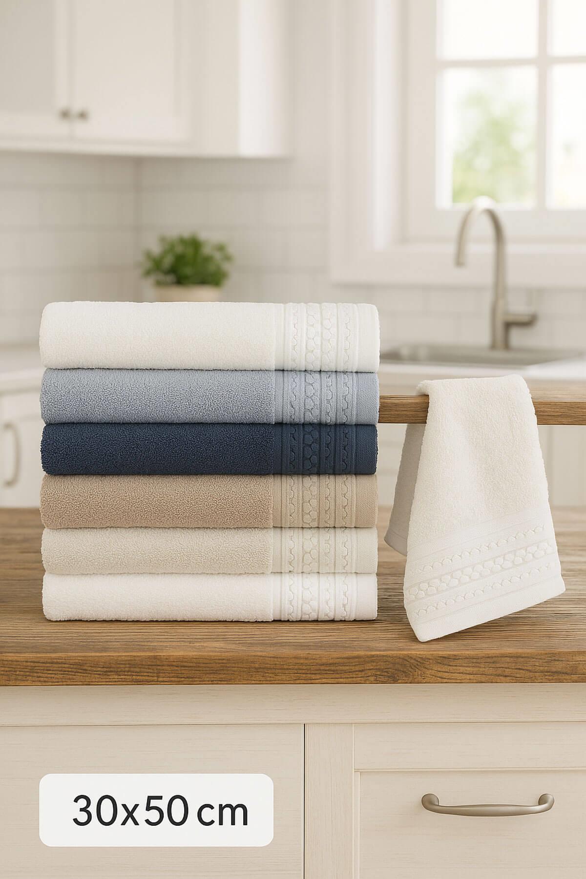 6lı Mutfak Havlusu Seti 30x50 cm %100 Pamuklu Nostalji