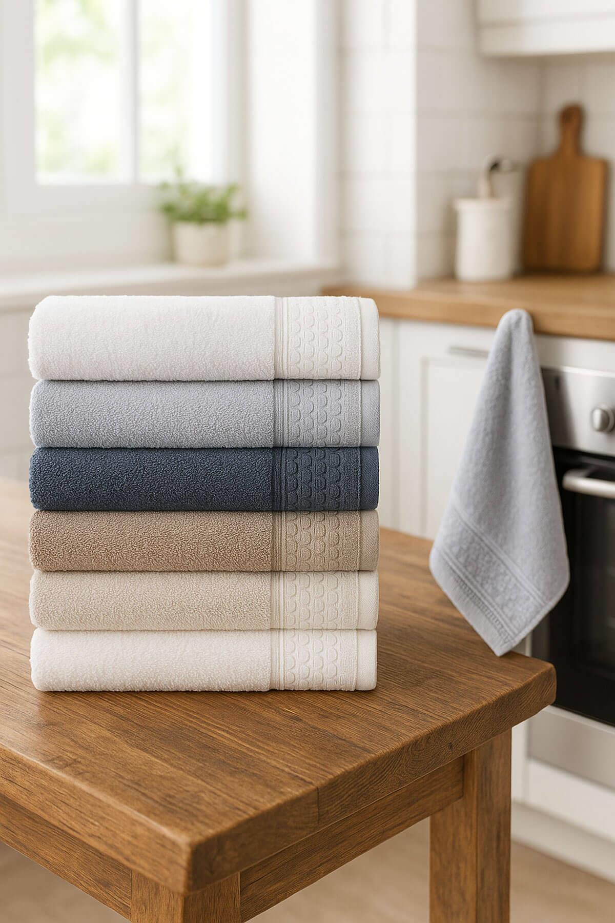 6lı Mutfak Havlusu Seti 30x50 cm %100 Pamuklu Nostalji