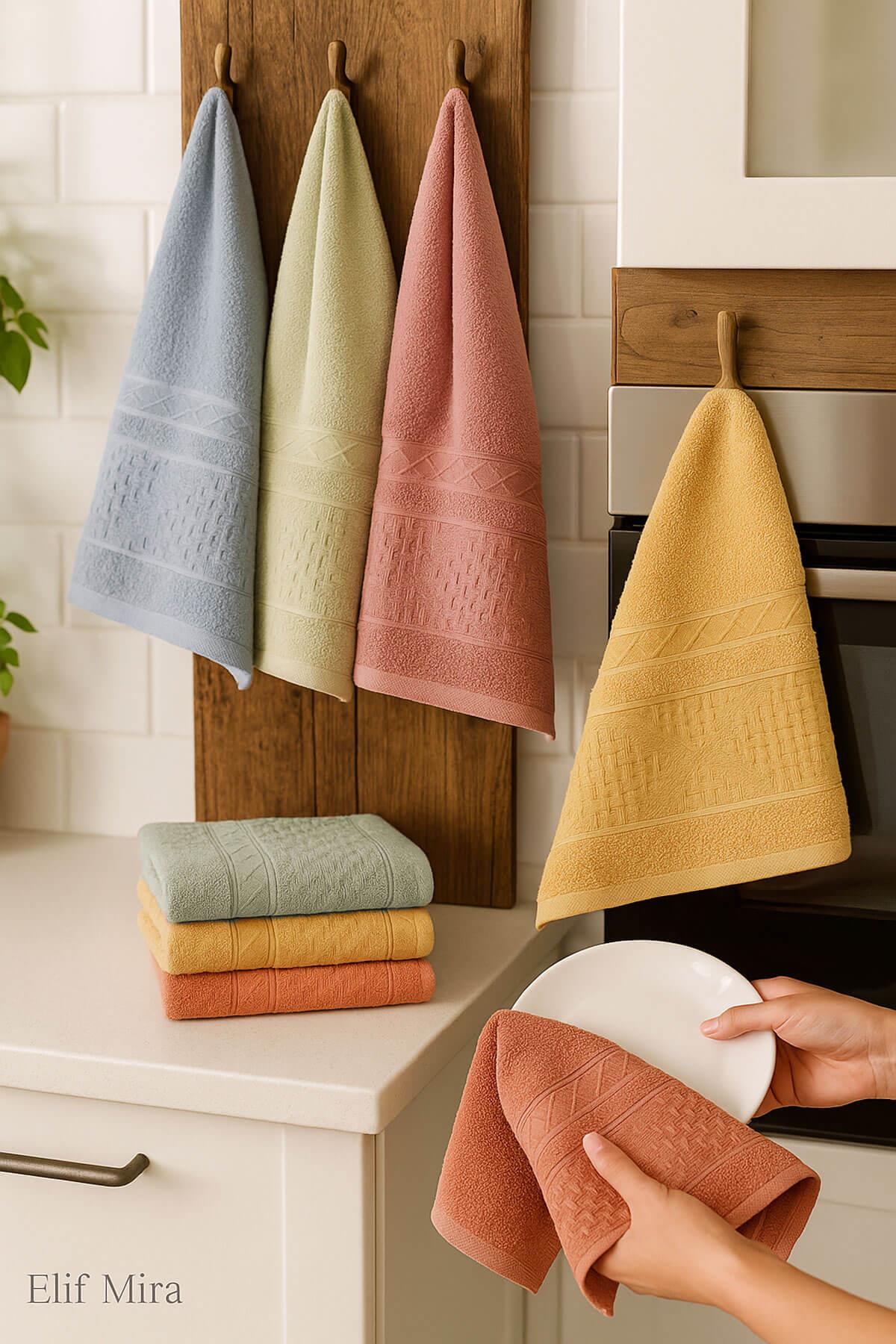 6lı Mutfak Havlusu Seti 30x50 cm %100 Pamuklu Fatma