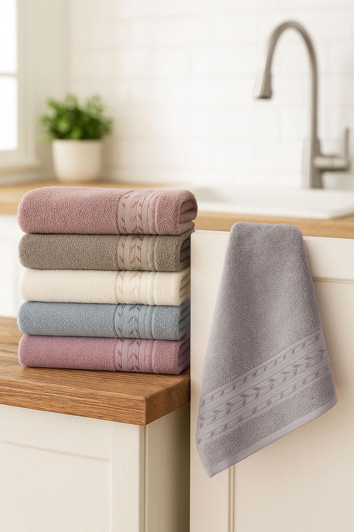 6lı Mutfak Havlusu Seti 30x50 cm %100 Pamuklu Reyhan