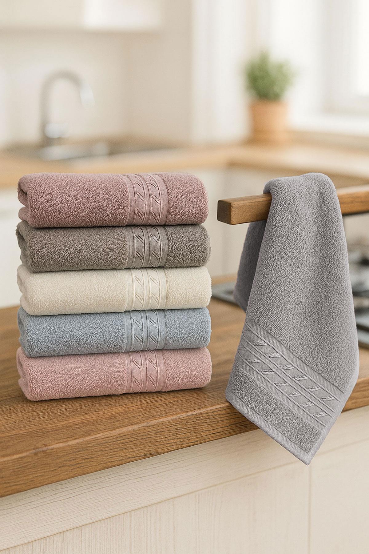 6lı Mutfak Havlusu Seti 30x50 cm %100 Pamuklu Reyhan