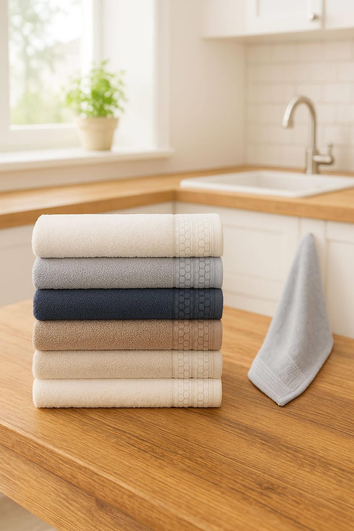 6lı Mutfak Havlusu Seti 30x50 cm %100 Pamuklu Nostalji