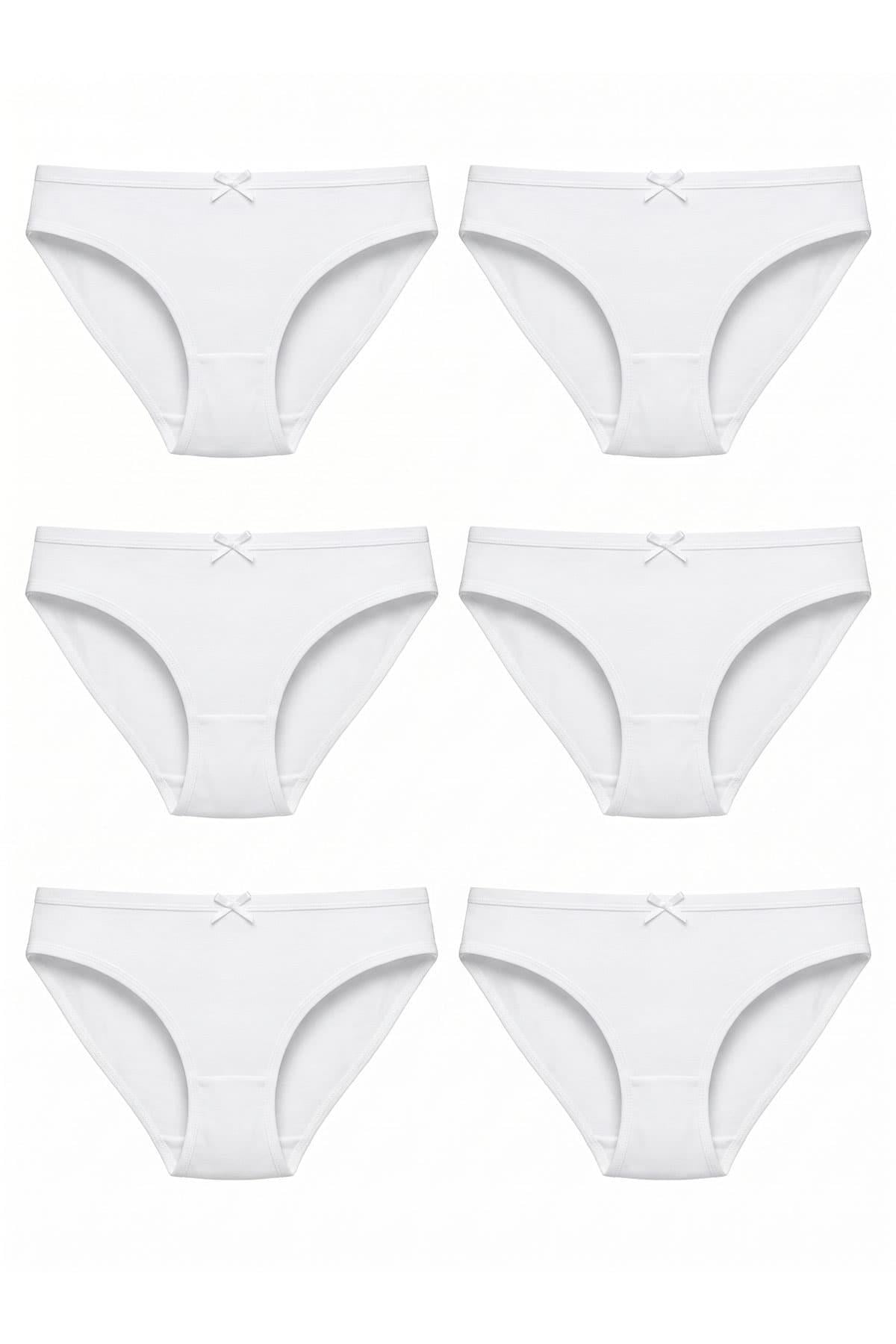 6'lı Tutku Kadın Pamuklu Fiyonklu İnce Bel Bikini Külot Seti