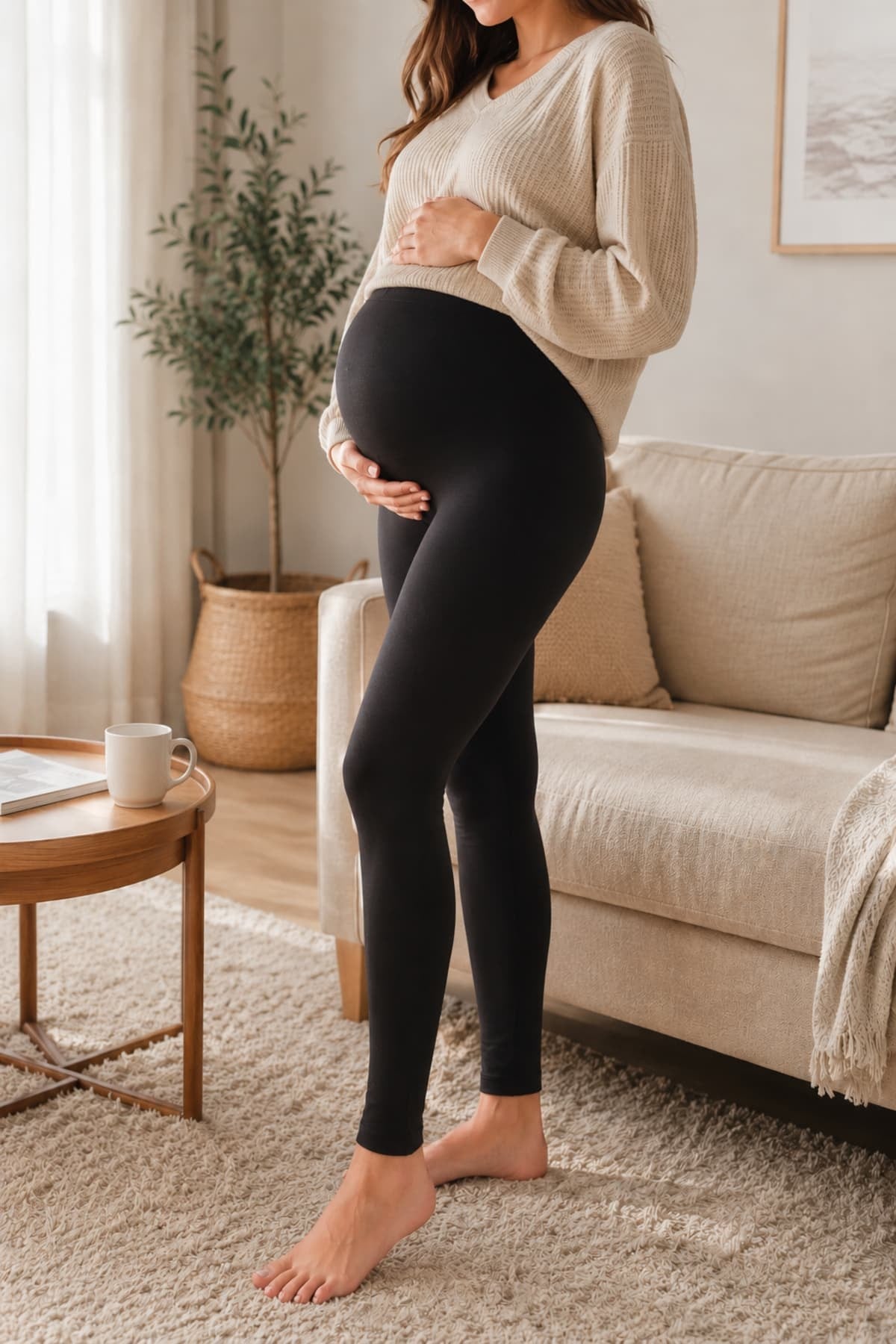 Kadın Modal Hamile Tayt Egzersiz Yoga Tayt Pantolon Belinay 509