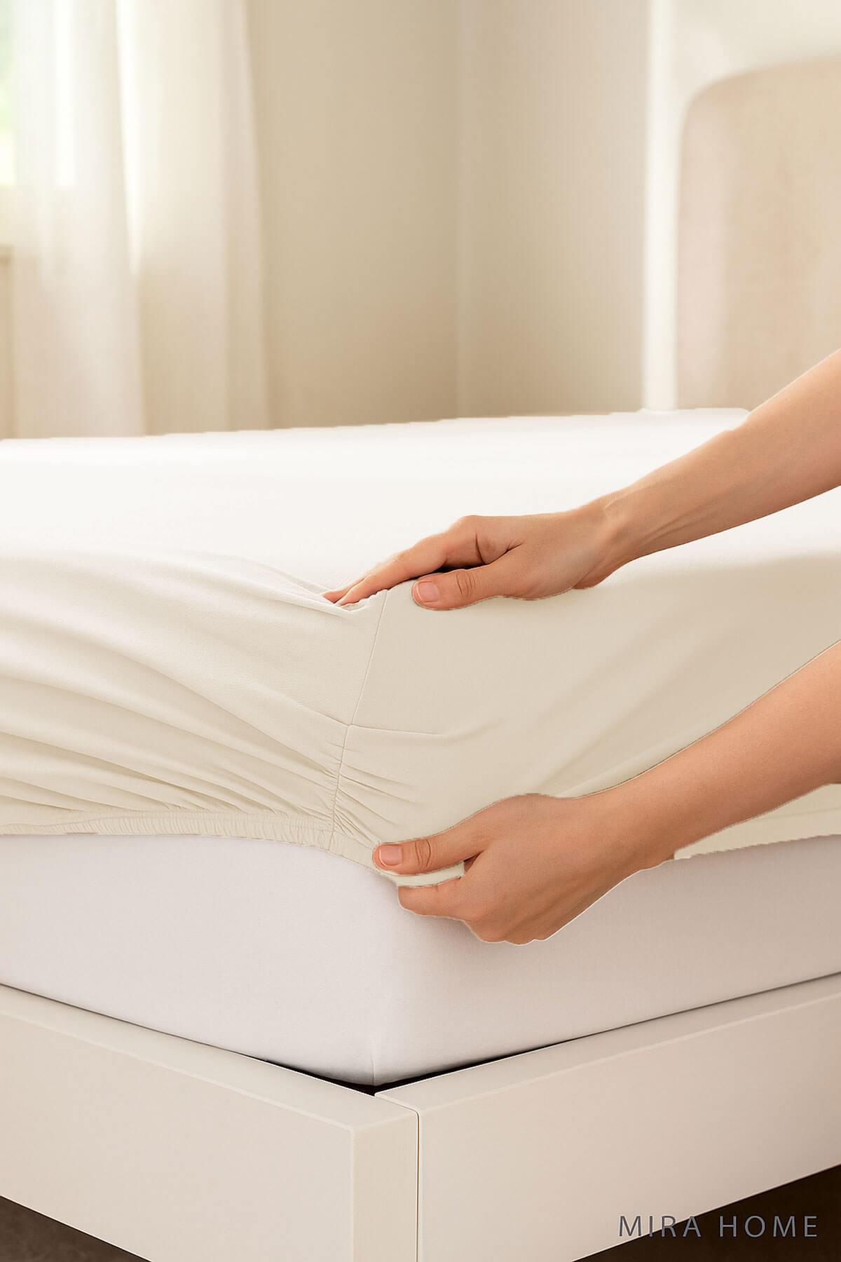 Çift Kişilik Düz Penye  %100 Pamuklu Lastikli Çarşaf 180X200