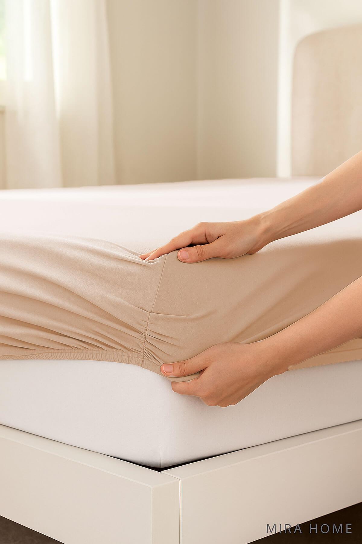 Çift Kişilik Düz Penye  %100 Pamuklu Lastikli Çarşaf 180X200