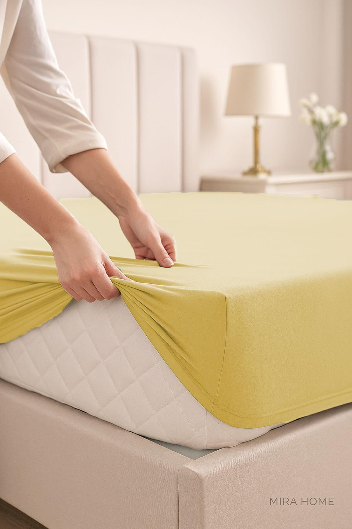 Çift Kişilik Düz Penye  %100 Pamuklu Lastikli Çarşaf 200X200 Cm Battal  Boy