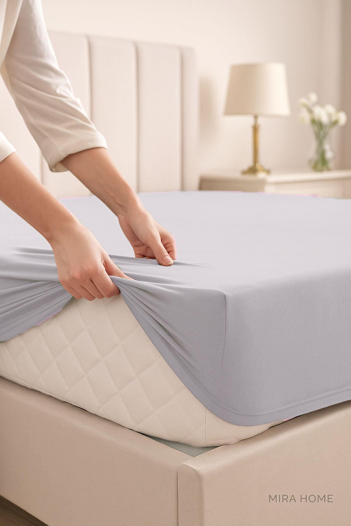 Çift Kişilik Düz Penye %100 Pamuklu Lastikli Çarşaf 160X200