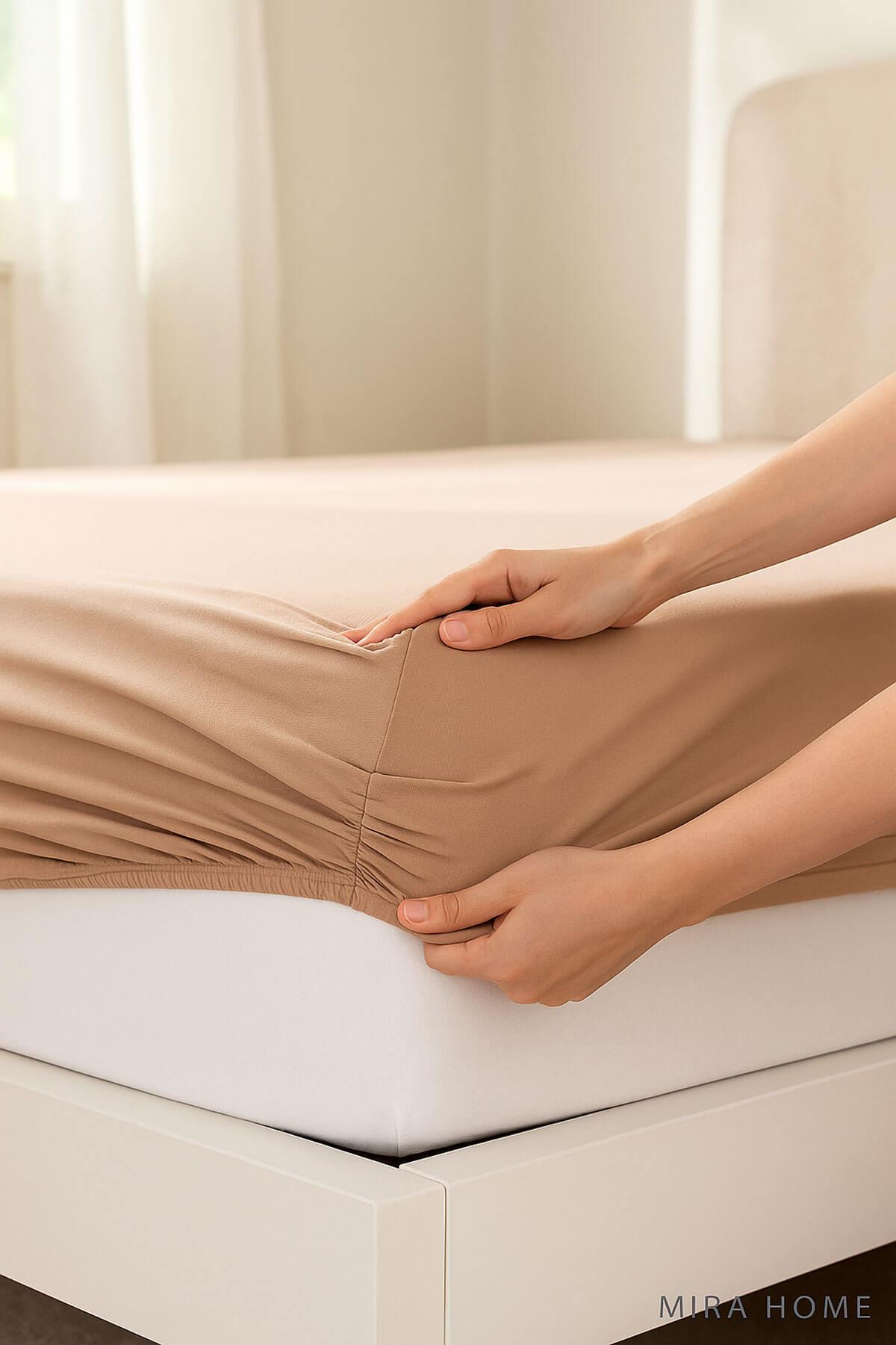 Çift Kişilik Düz Penye  %100 Pamuklu Lastikli Çarşaf 180X200