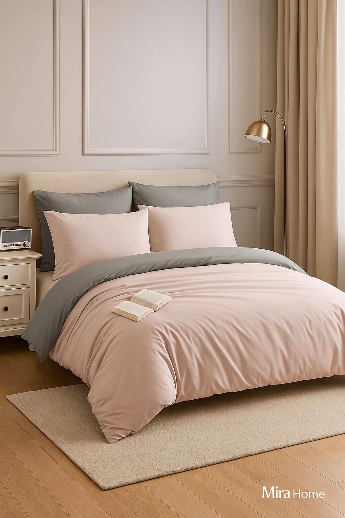 Çift Kişilik Nevresim Takımı Pamuklu Çift Taraflı Lastikli Çarşaflı