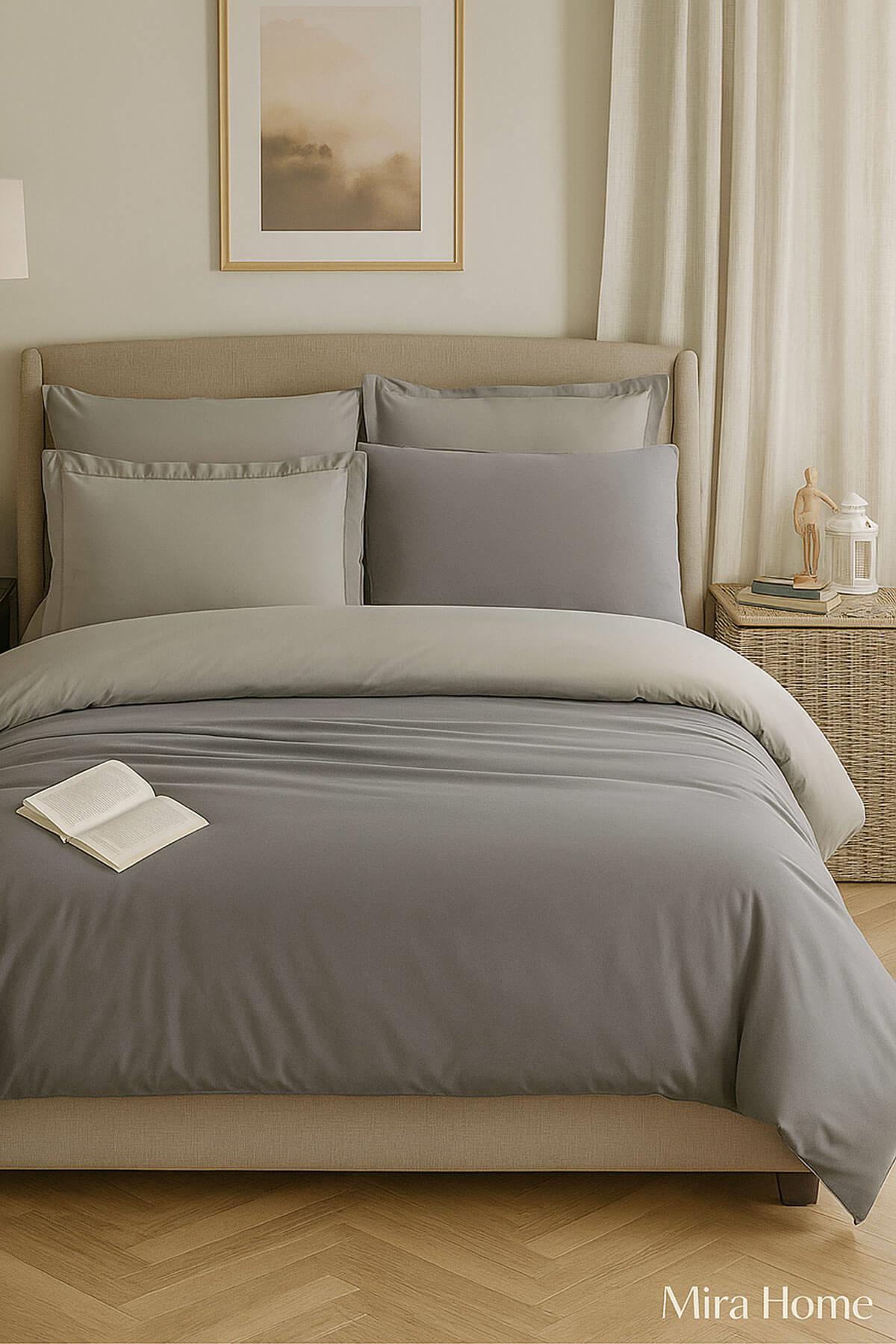 Çift Kişilik Nevresim Takımı Pamuklu Çift Taraflı Lastikli Çarşaflı