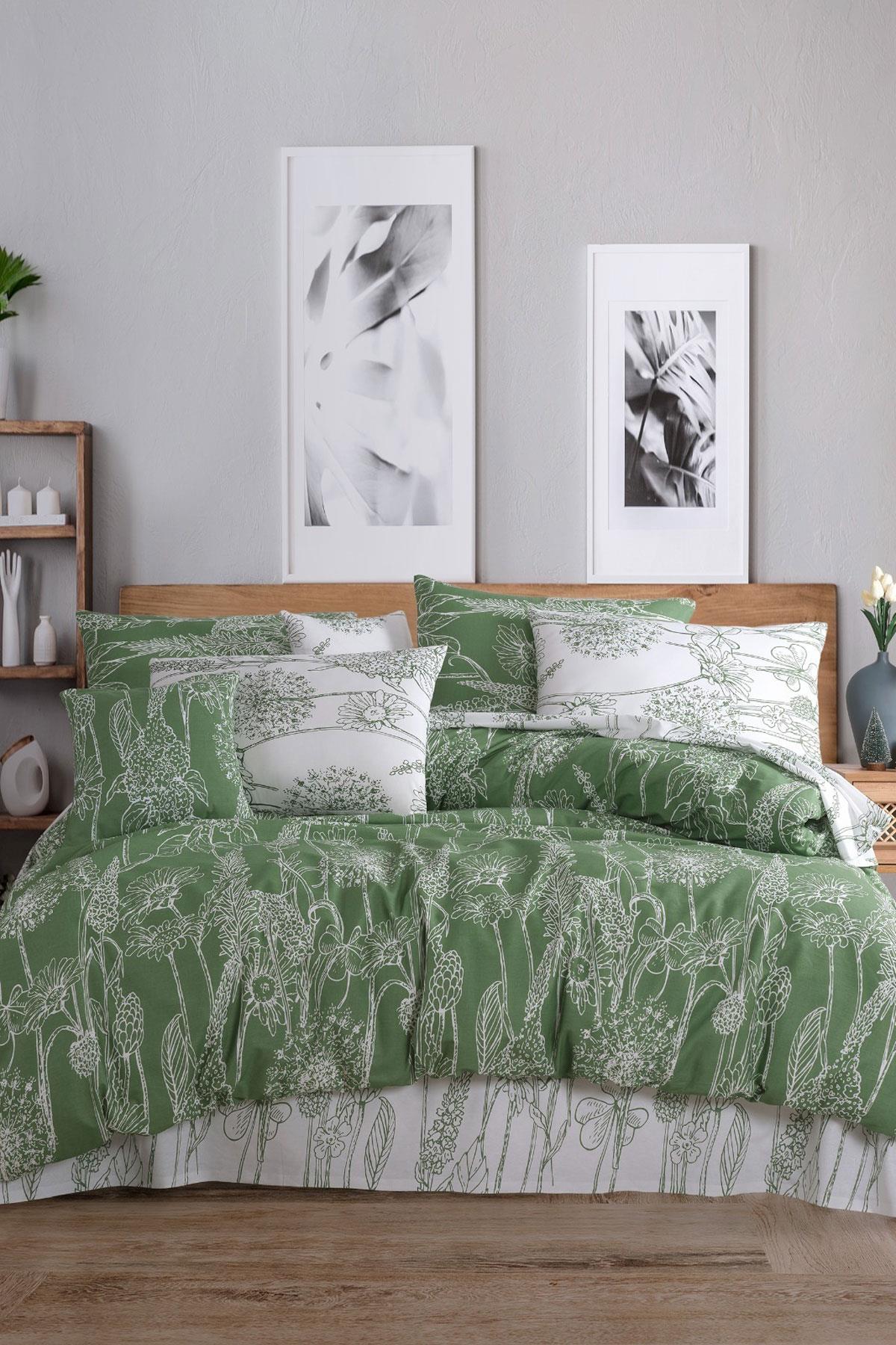 Çift Kişilik Nevresim Takımı Pamuklu Yeşil Düşler