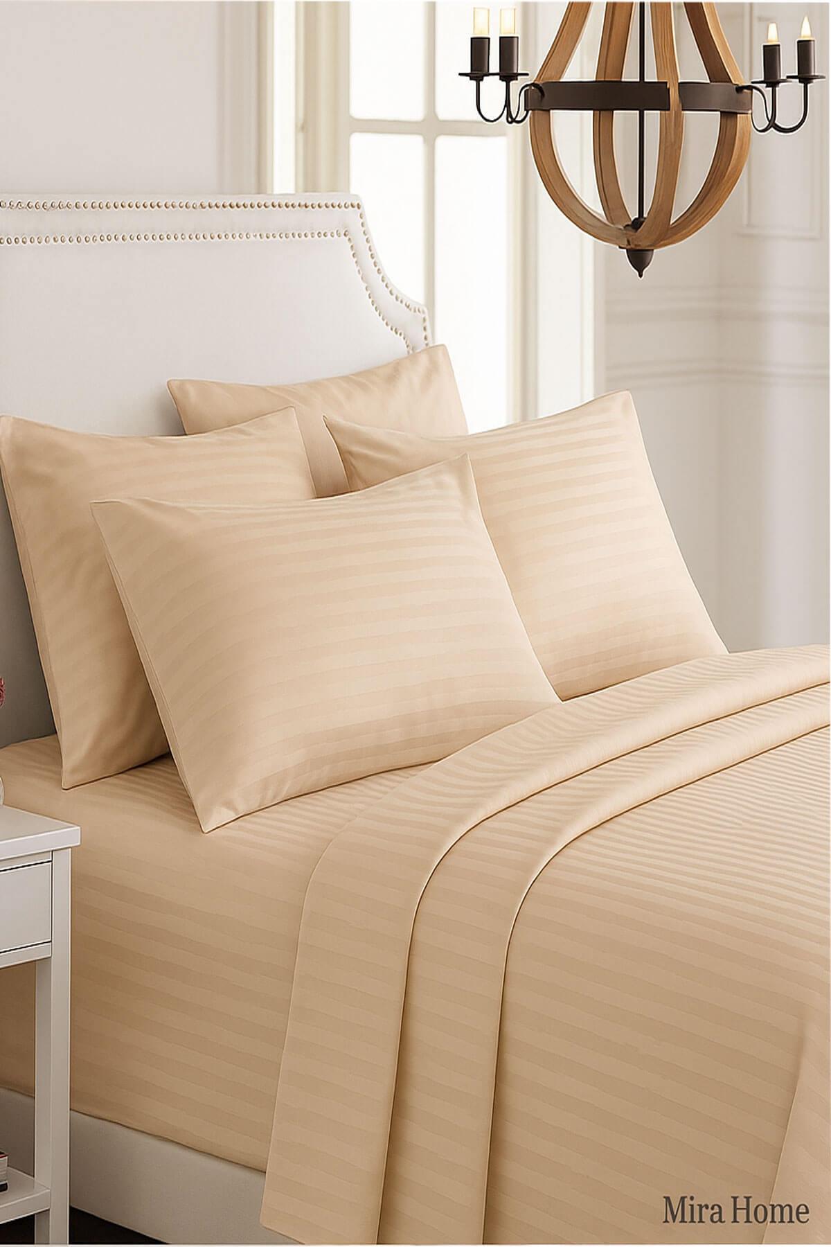 Çift Kişilik Su Yollu Saten Nevresim Takımı Polycotton