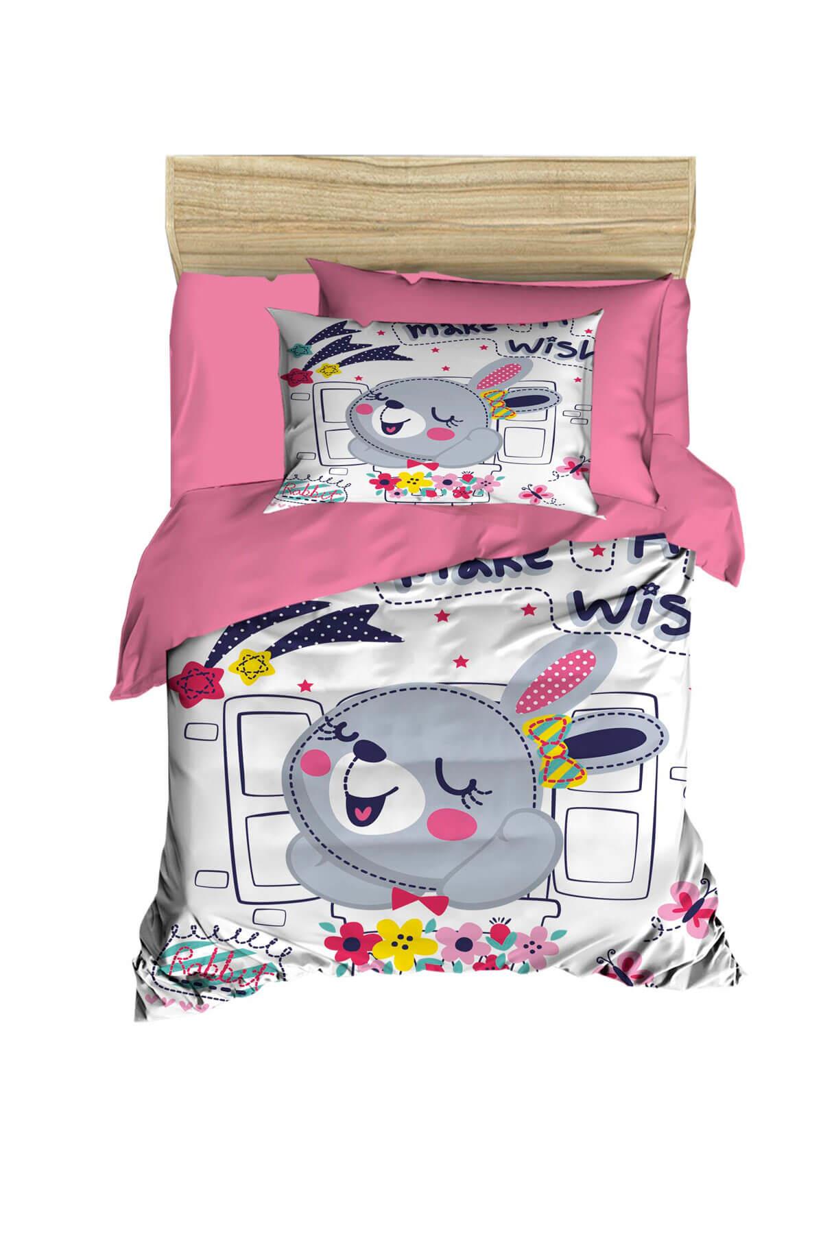 Dijital Baskılı 3d Pamuklu Yenidoğan Bebek Nevresim Takımı Wish Rabbit