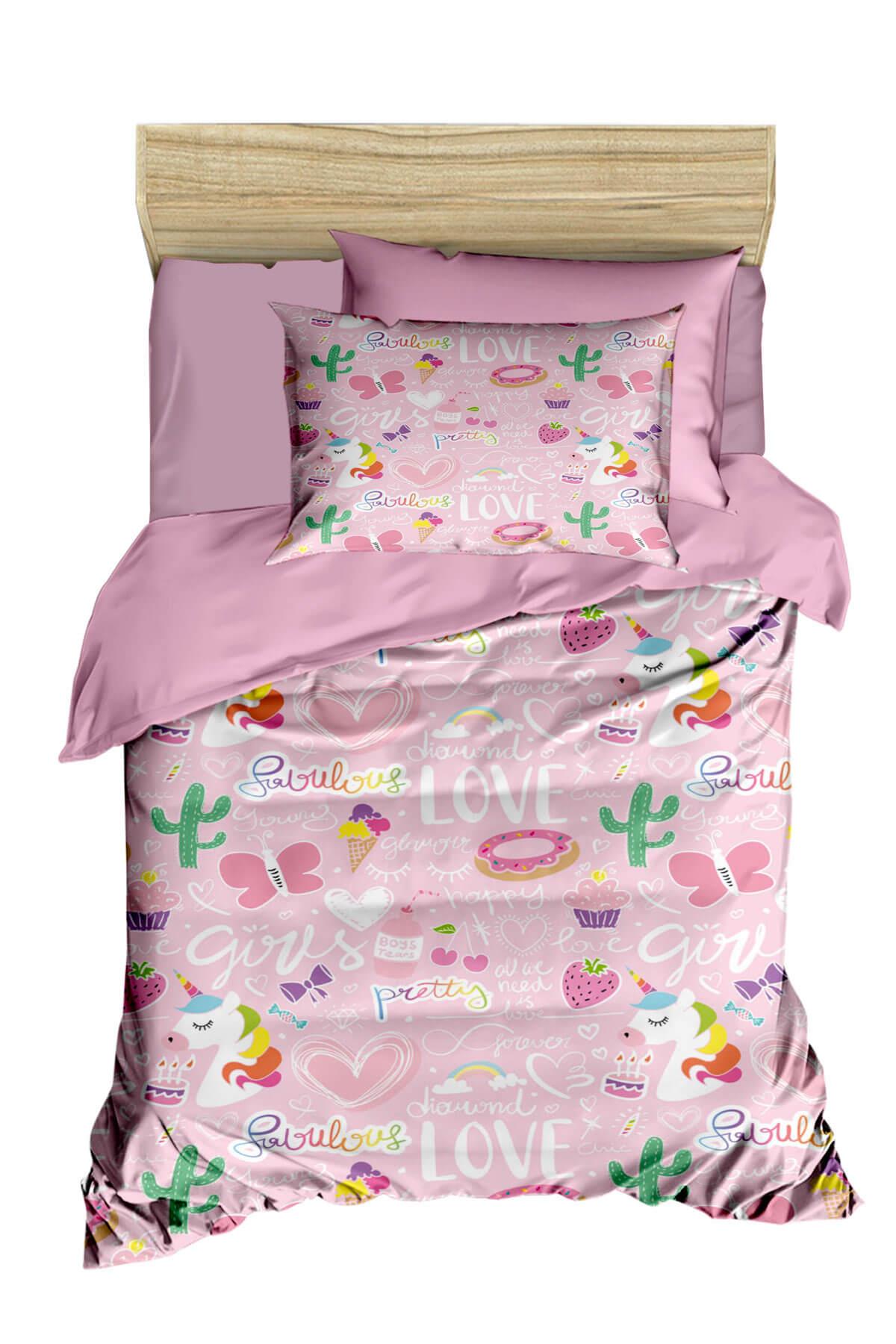 Dijital Baskılı 3d Pamuklu Yenidoğan Bebek Nevresim Takımı Girl Love