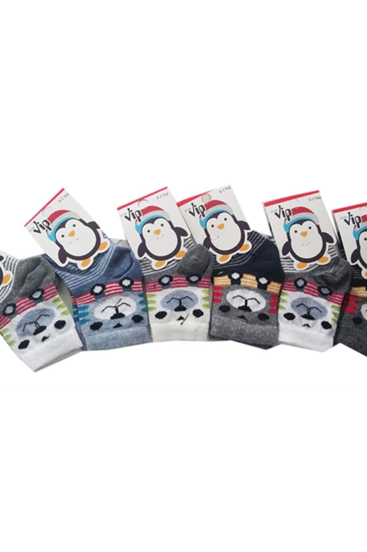 Erkek Bebek/Çocuk Çorabı 6 lı Paket Renkli Desenli Pamuklu