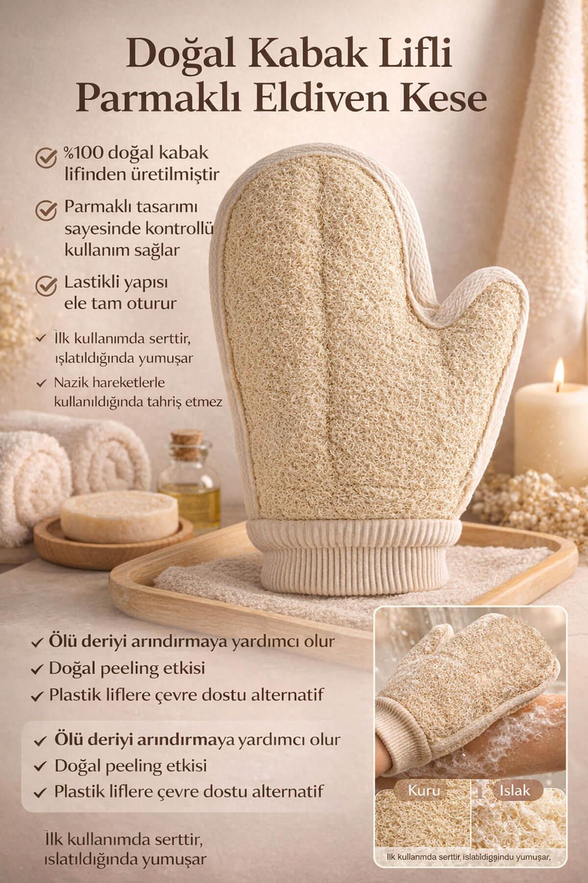 Kabak Lifli Parmaklı Eldiven Vücut Kesesi