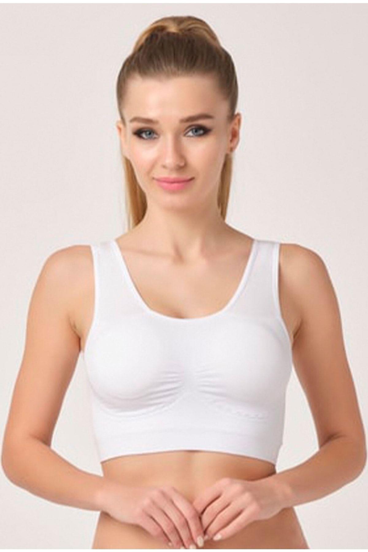Kadın Geniş Askılı Sporcu Büstiyer Pedli Dikişsiz Toparlayıcı