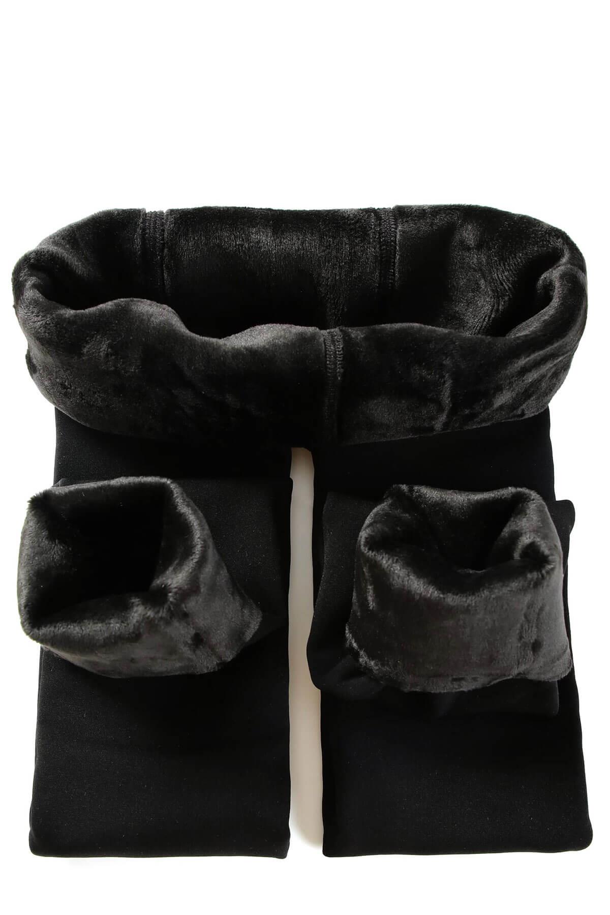 Kadın İçi Peluş Termal Tayt Bilek Bantlı Esnek Extra Sıcak 