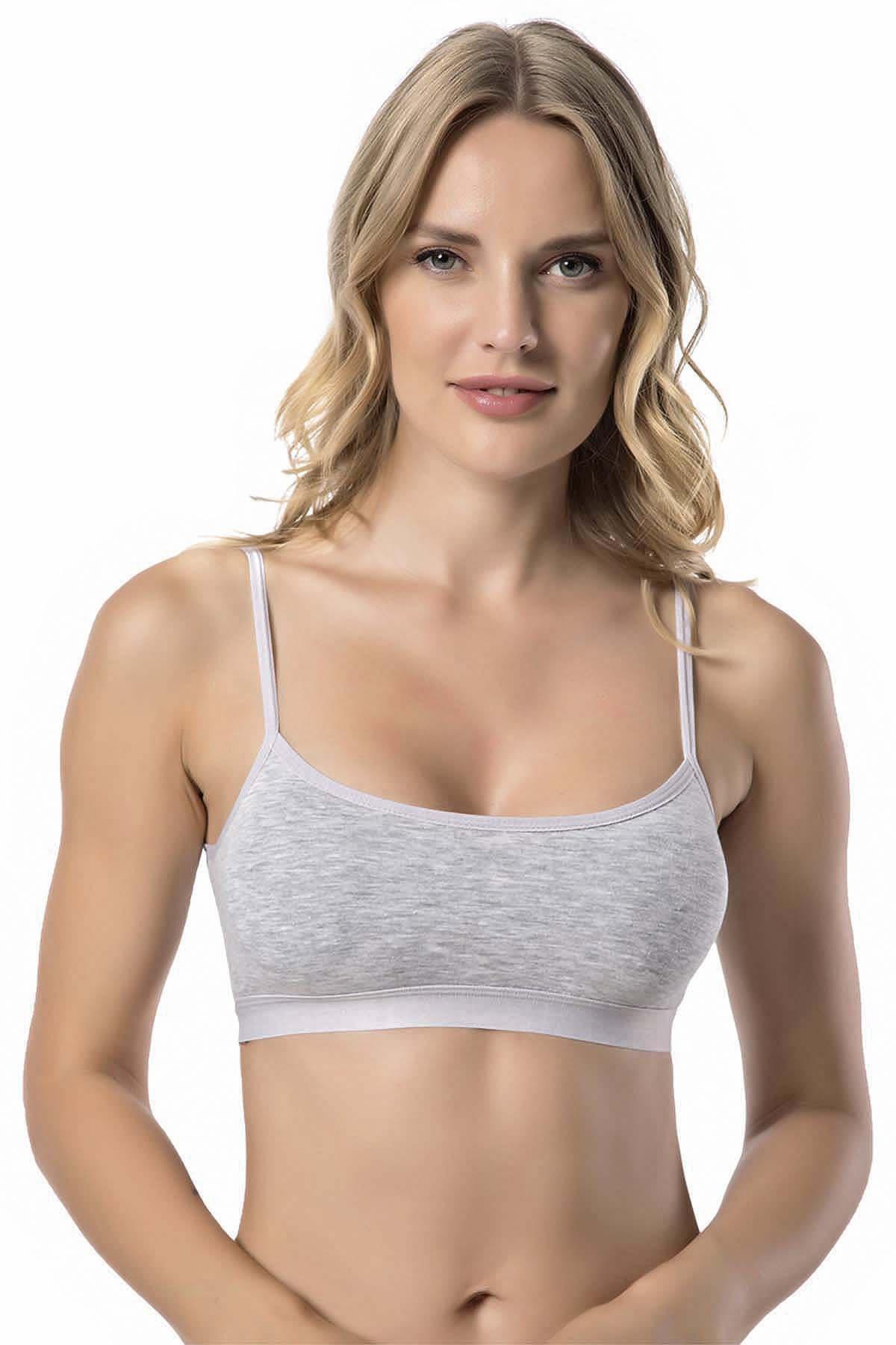 Kadın İp Askılı Büstiyer Sporcu Penye Yarım Atlet Sütyen Pedli