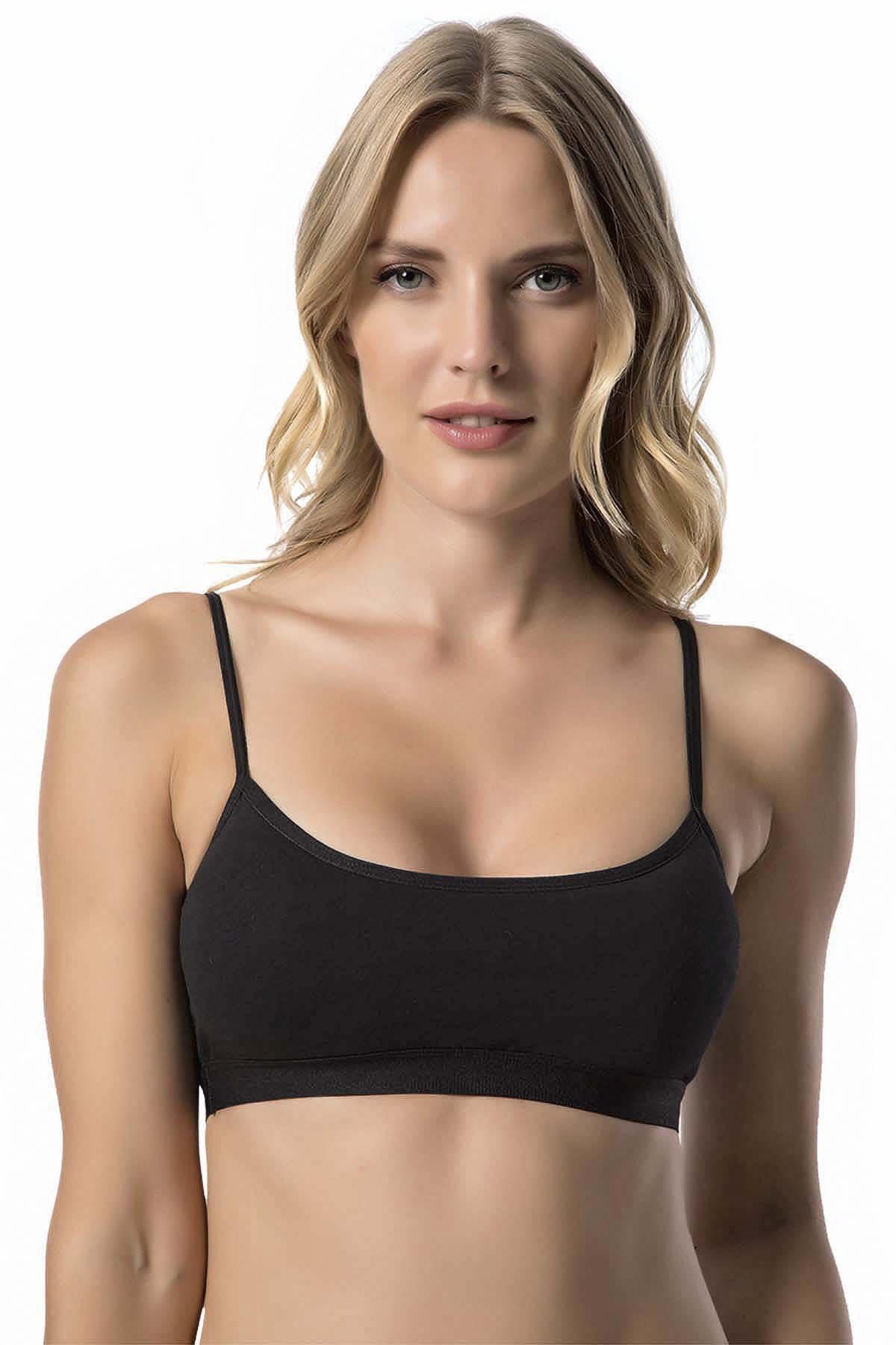 Kadın İp Askılı Büstiyer Sporcu Penye Yarım Atlet Sütyen Pedli